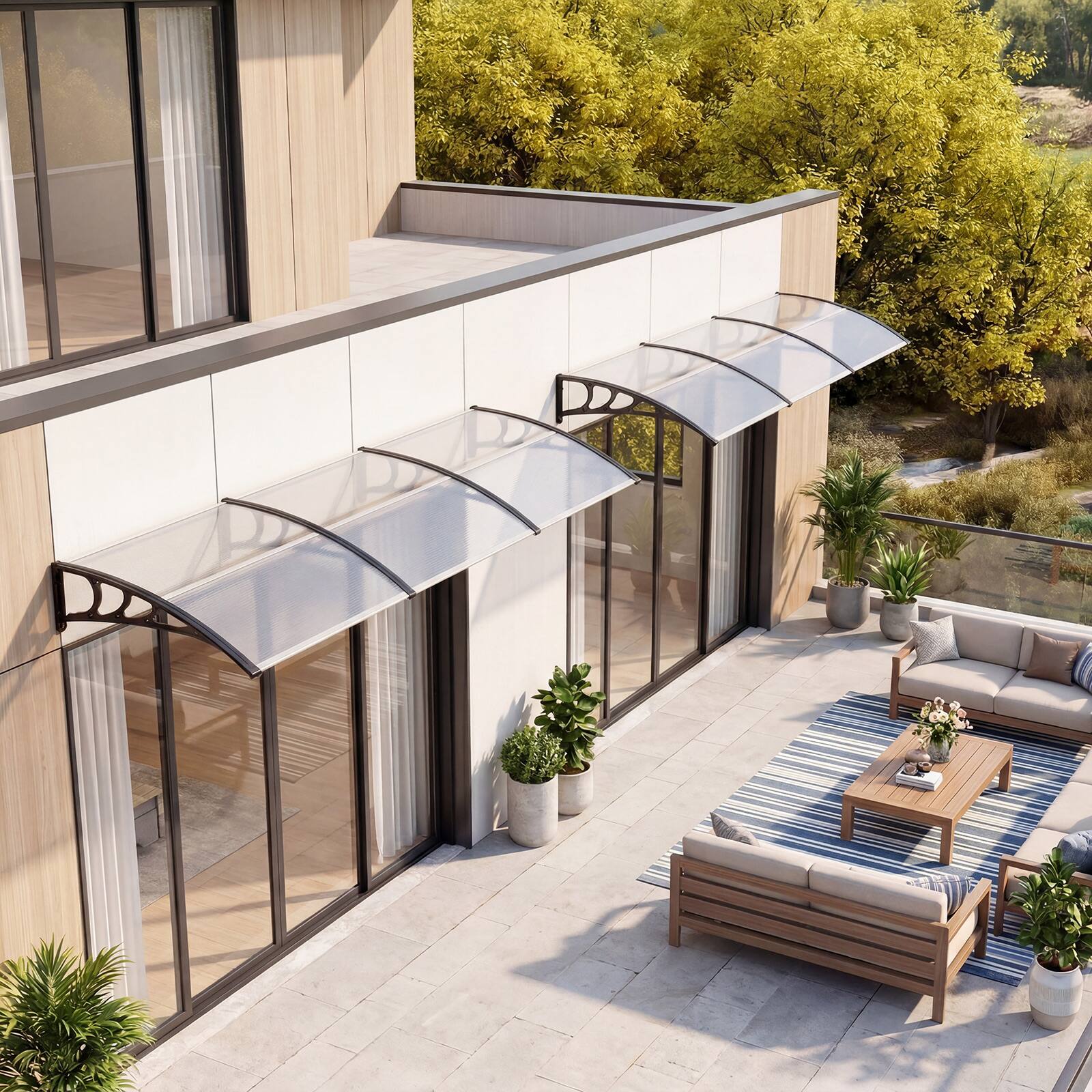 Alt View 8. Gymax - Gymax 2Pcs Exterior Entryway Canopy Awning Outdoor Patio Overhang w/ UPF50+ Rating Gray - Gray.