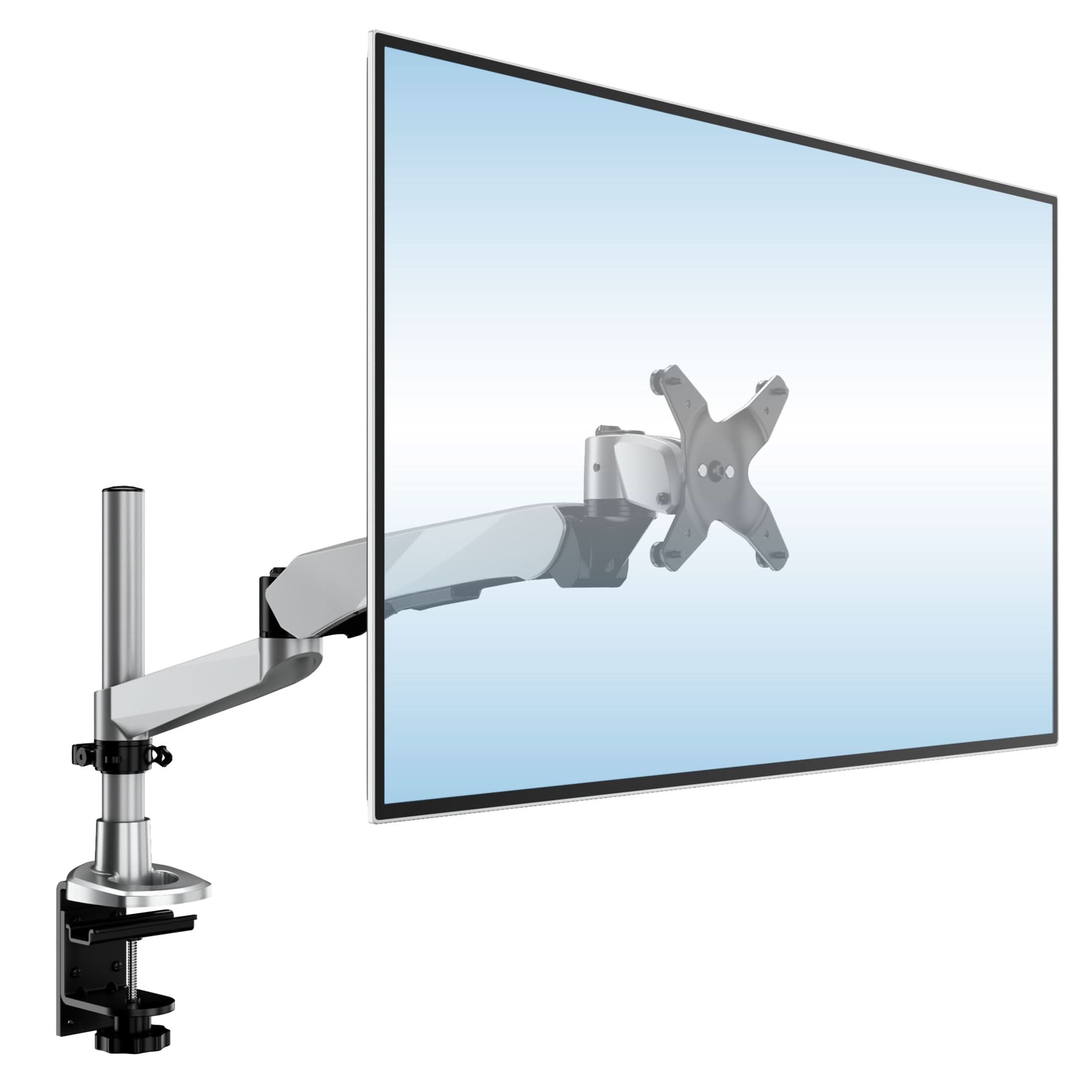Alt View 9. Mount-It! - CLiX Series Spring Arm Dual-Segmented Single Monitor Mount – Full Motion Desk Arm for 17"-30" Displays, Silver - Silver.