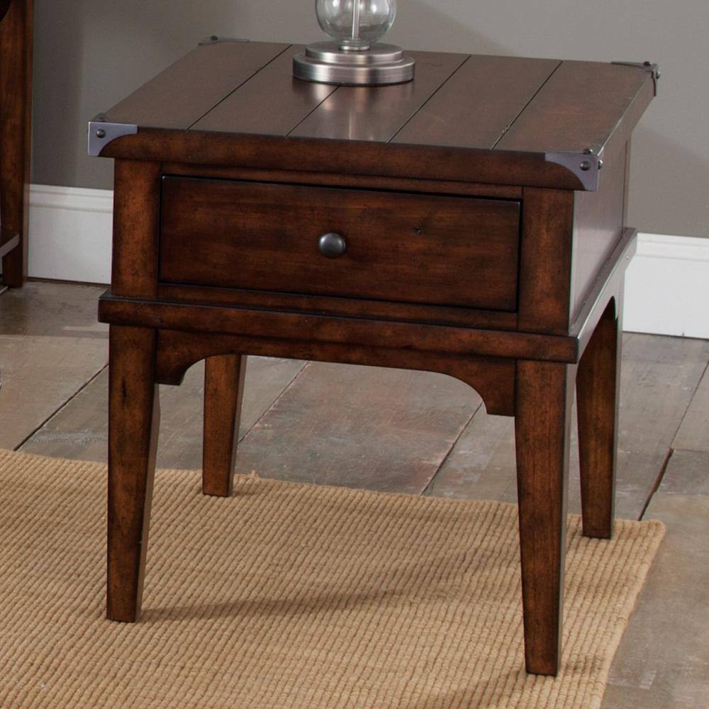 Alt View 2. Liberty Furniture Industries - Aspen Skies End Table in Russet Brown - Brown.