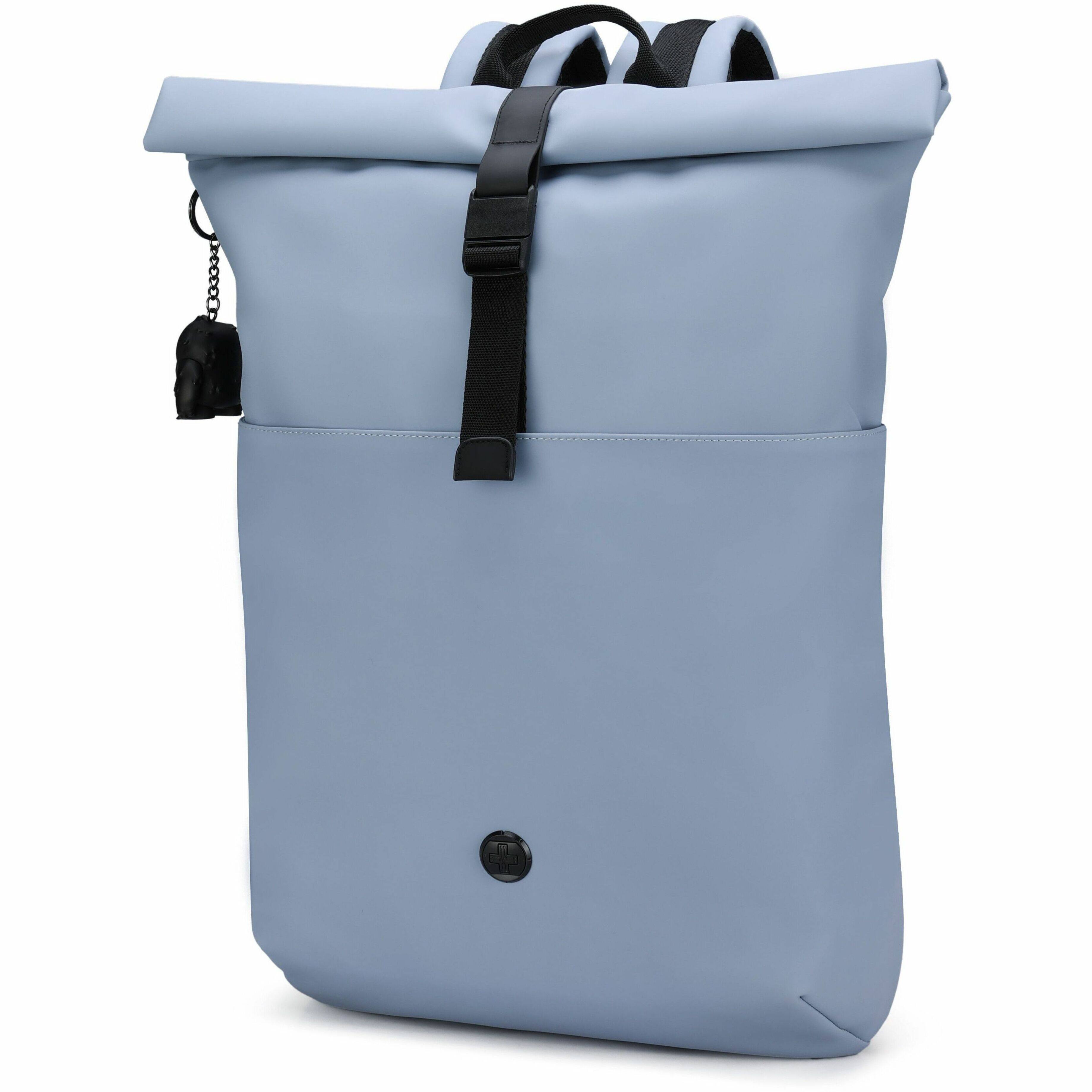 Alt View 21. Swissdigital Design - LAMONE Rolltop TSA-Friendly Water-Resistant Backpack With USB Charging Port  RFID Protection and Fits Up to 16″ Laptop - Light Blue.