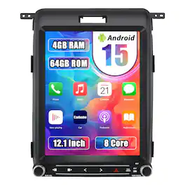 Junsun - For Ford F150 2013-2014 4+64GB carplay 8 Core Android 15 12.1"Car Stereo Radio GPS Navi WIFI BT SWC RDS DSP FM - Black
