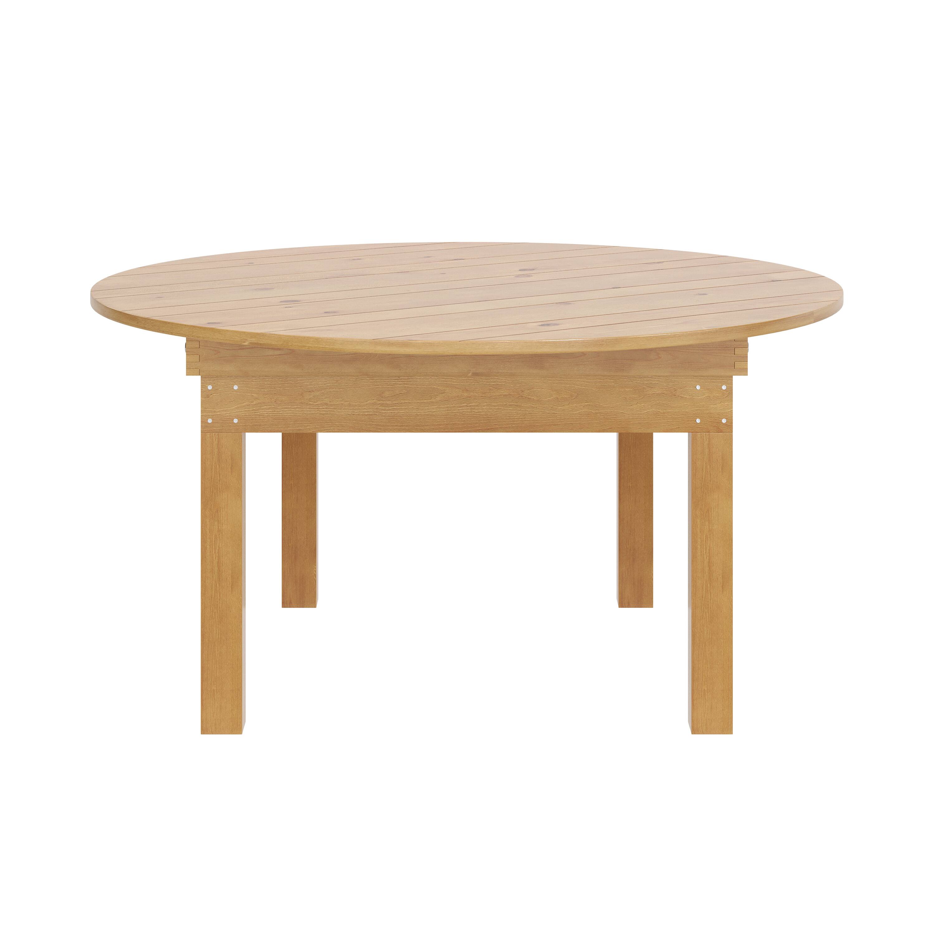 Angle. Flash Furniture - HERCULES 60" Round Light Natural Commercial Farmhouse Folding Table, Antique Rustic Solid Pine Dining Room Table with Fo - Natural.