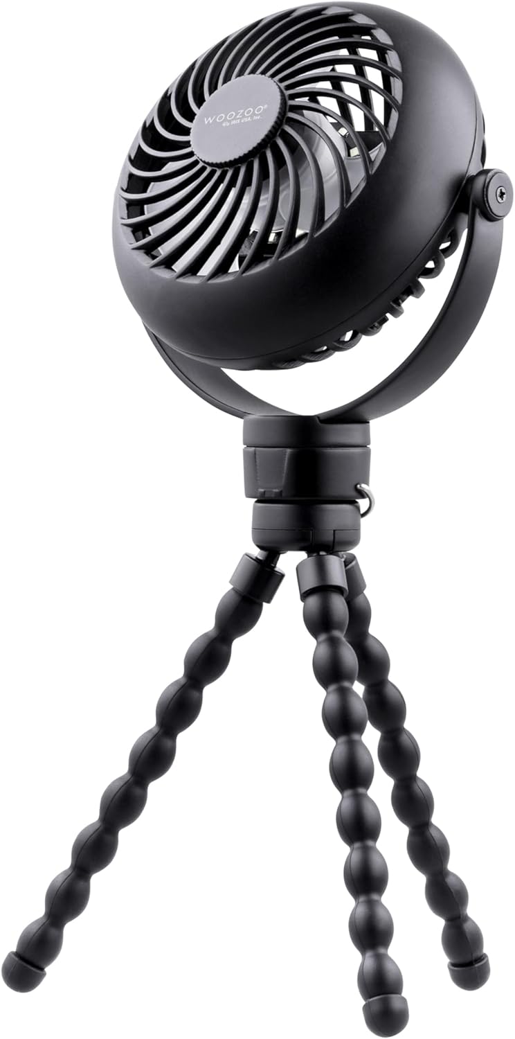 Front. IRIS USA - IRIS WOOZOO 3.5" Cordless Portable Personal Fan with Flexible Tripod Stand, 10-Hour Runtime, 360° Tilt, 3 Speeds.