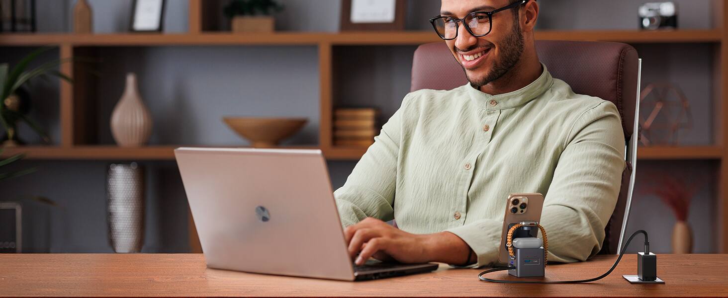 Alt View 7. iVANKY - 65W 5 in 1 Wireless Charging Station Cube with Retractable Cable Cord for MagSafe Magnetic Charger for iPhone 16 Pro Max - Black.