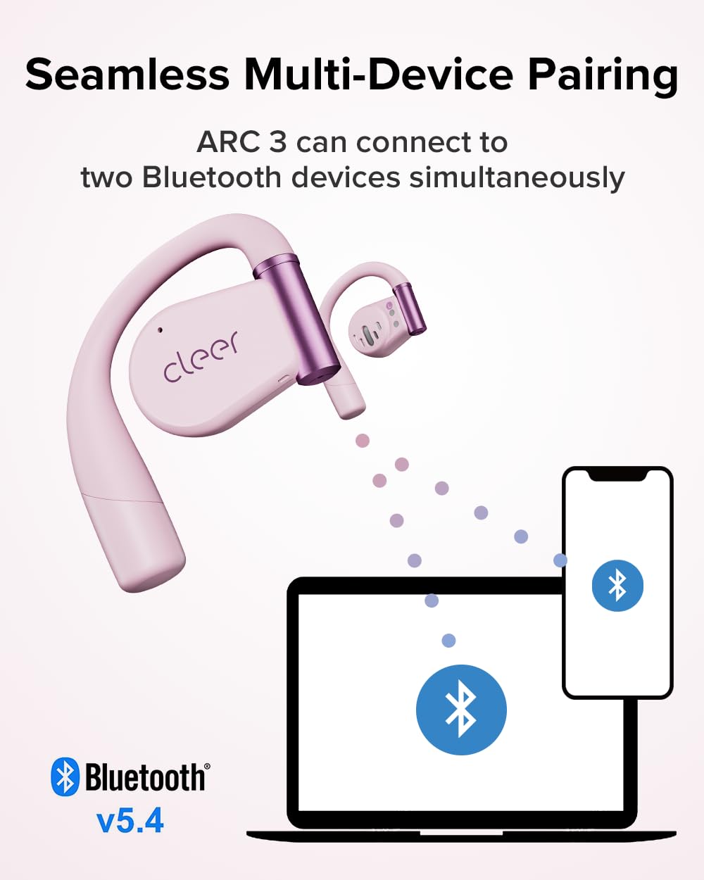 Seamless Multi-Device Pairing, ARC 3 can connect to two Bluetooth devices simultaneously, Bluetooth v5.4