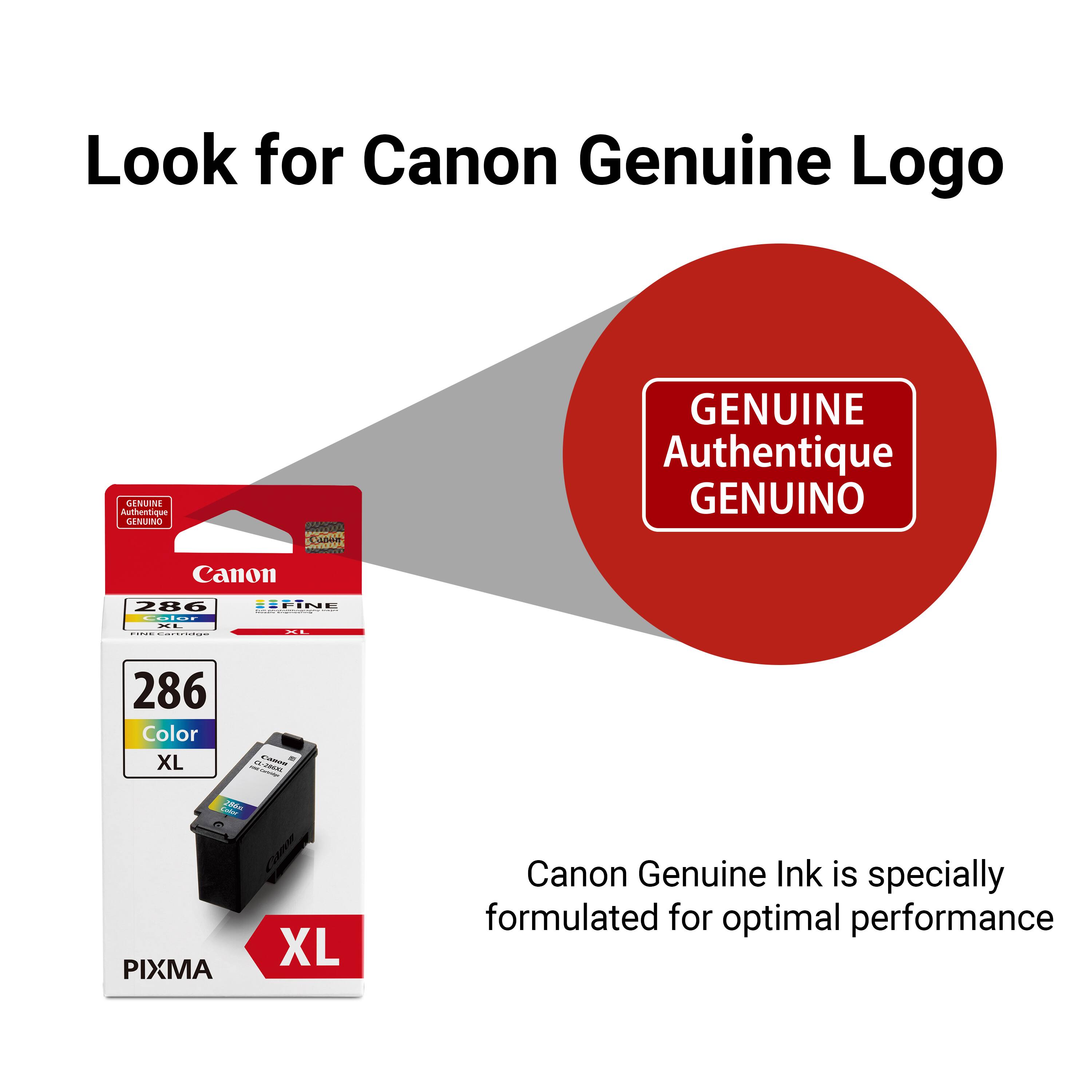 Look for Canon Genuine Logo Authentique GENUINO - SENUINI - 286 Color XL PIXMA XL Canon Genuine Ink is specially formulated for optimal performance.