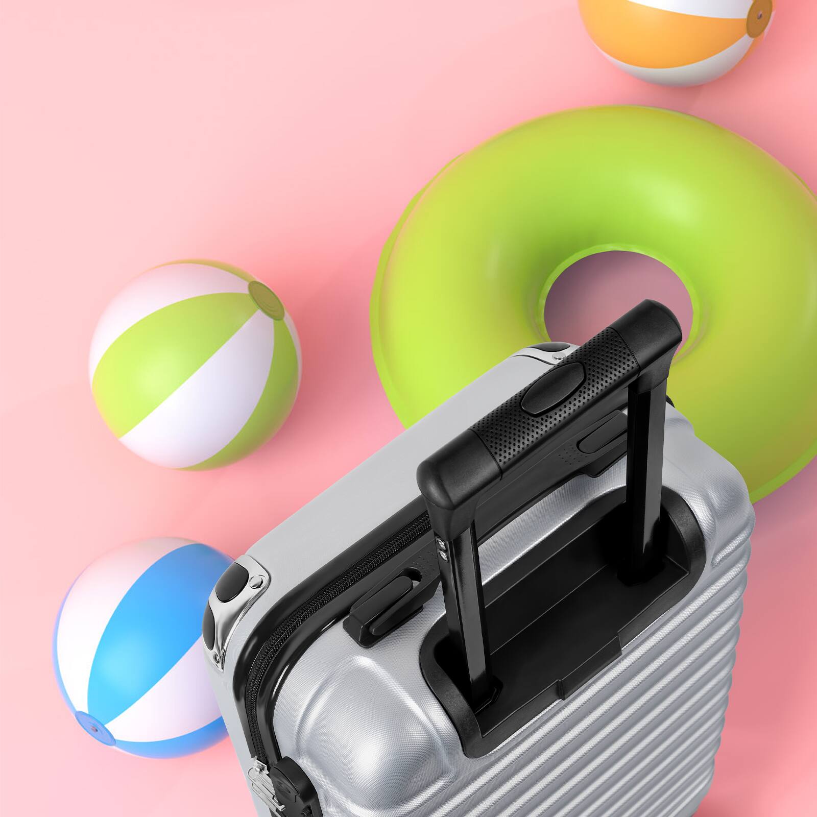 Alt View 2. Oumilen - 20 Inch Carry On Luggage – Lightweight ABS Suitcase, 4 Silent Spinner Wheels with Lock, Silver - Silver.