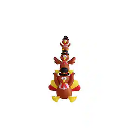 A Holiday Company - 6 ft. Prelit Turkey Stack Inflatable - Multicolored