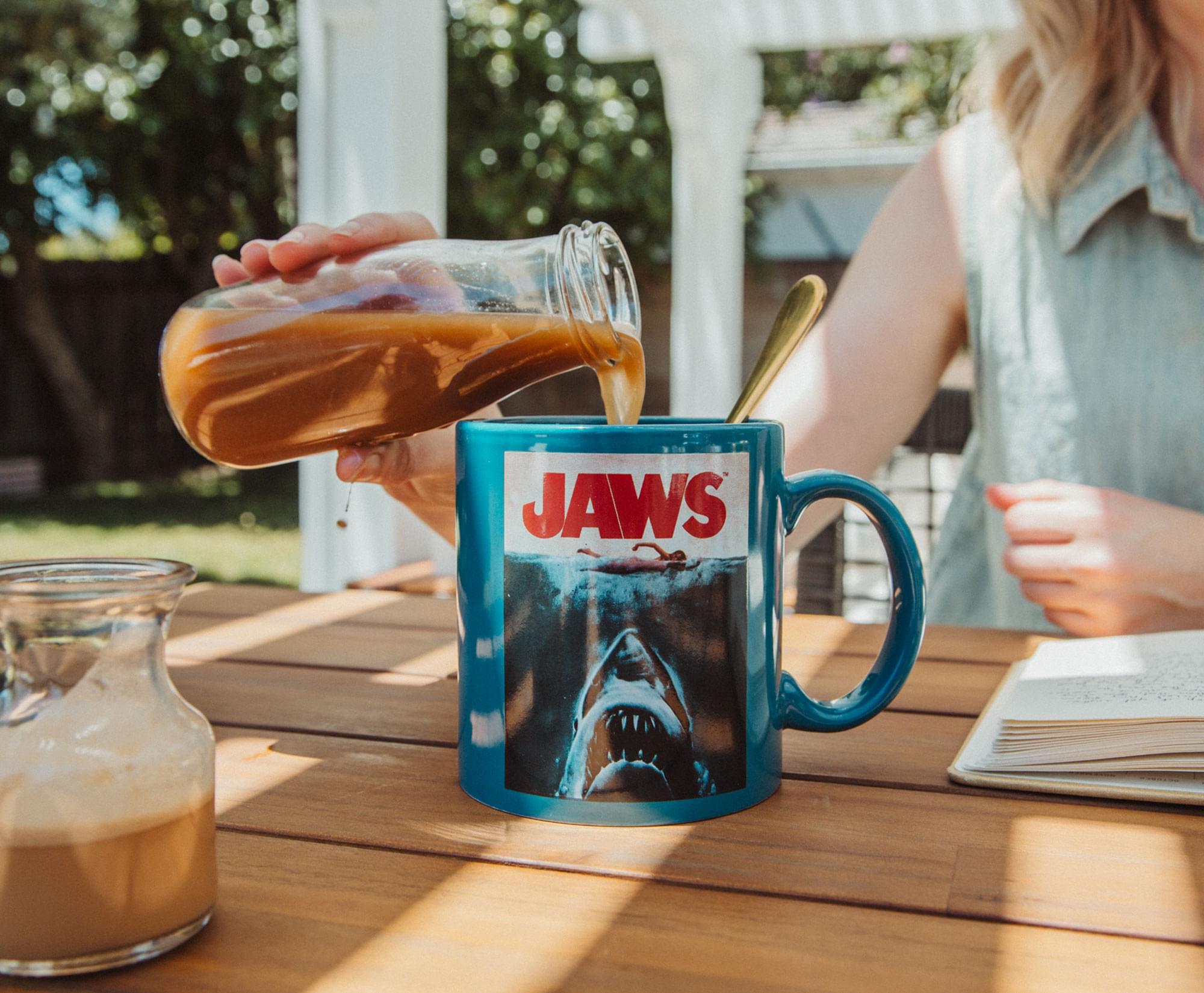 Alt View 3. Silver Buffalo - JAWS Amity Island Population Ceramic Mug | Holds 20 Ounces - Blue.