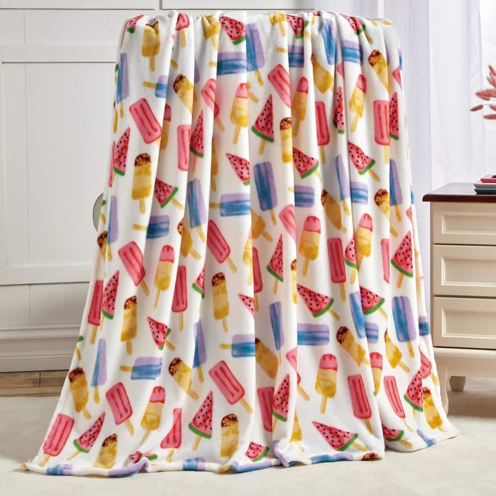 Noble House - Plazatex Ice Cream Micro plush Decorative All Season Color 50" X 60" Throw Blanket - Multi
