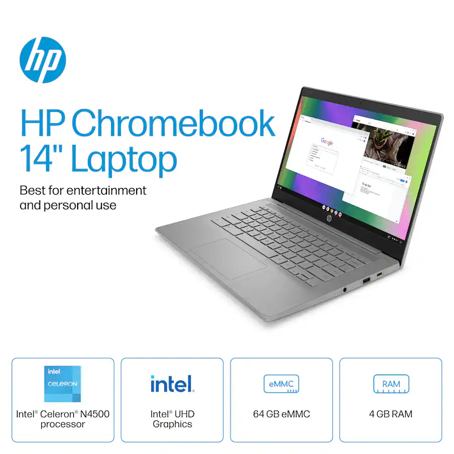 Hp Laptop Intel Celeron N3350 Chromebook Lap Top HP Newest 14-inch