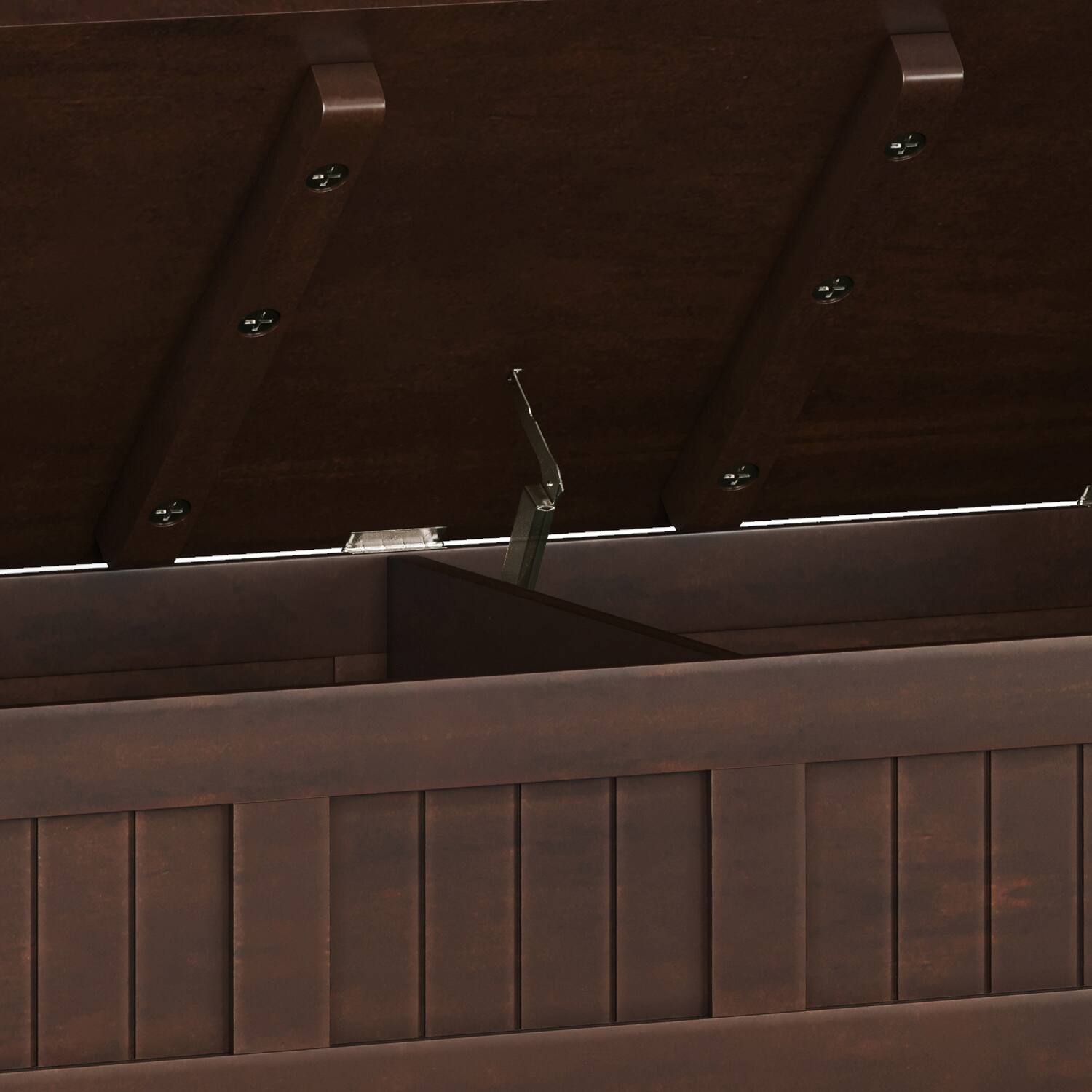 Alt View 6. Simpli Home - Acadian Solid Wood 48 inch Wide Storage Bench with Shelf and 36 inch Wide Storage Cabinet in Brunette Brown - Brunette Brown.