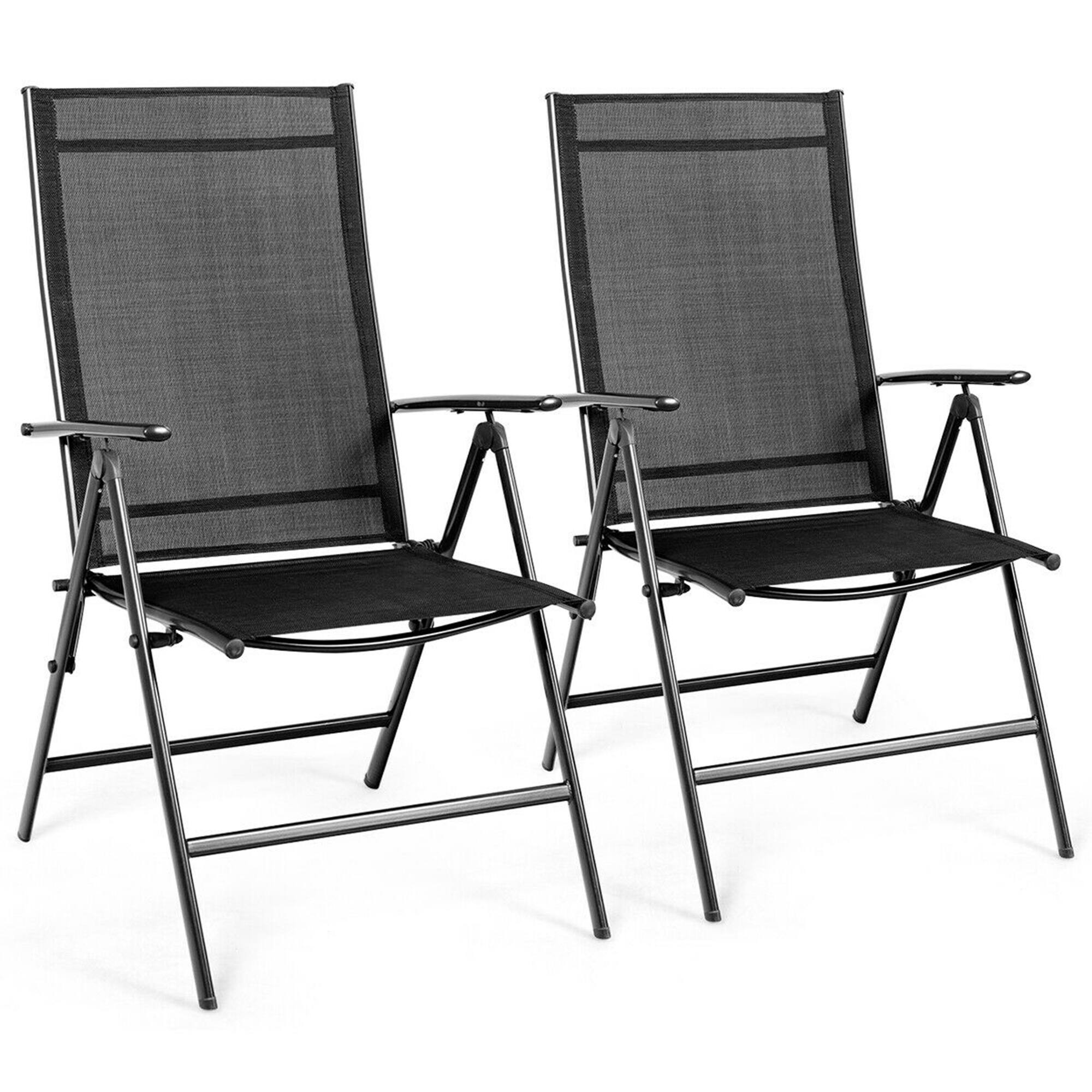 Alt View 3. Gymax - Gymax 2PCS Folding Chair Patio Garden Outdoor w/ Steel Frame Adjustable Backrest - Black.