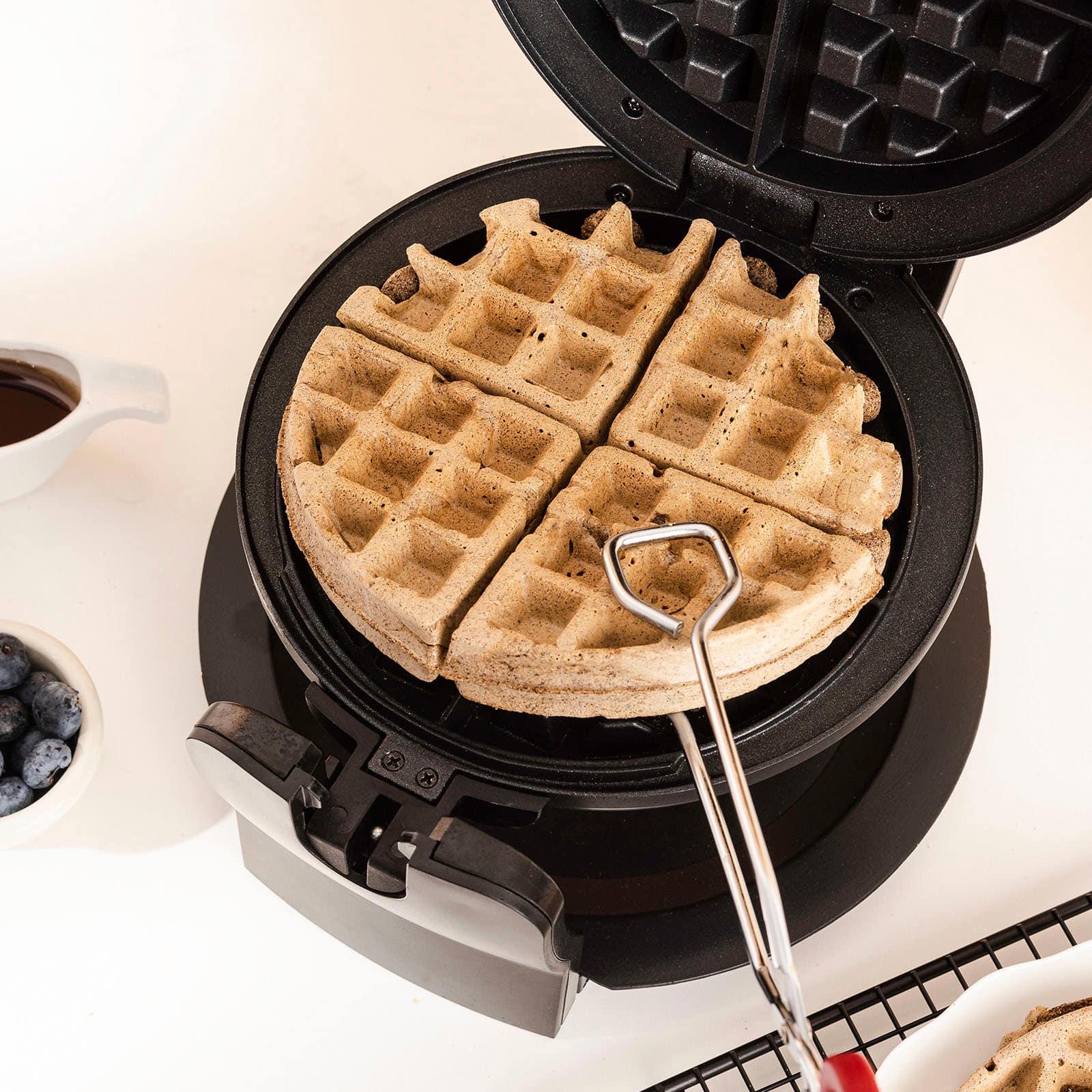 Alt View 1. Bella - Nonstick Rotating Belgian Waffle Maker - Stainless Steel.