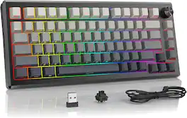 REDRAGON - K732SP Wireless Mechanical Keyboard, Side Printed PBT Gasket RGB, 75% Tri-Mode, Hot Swap Programmable for PC Mac - Black