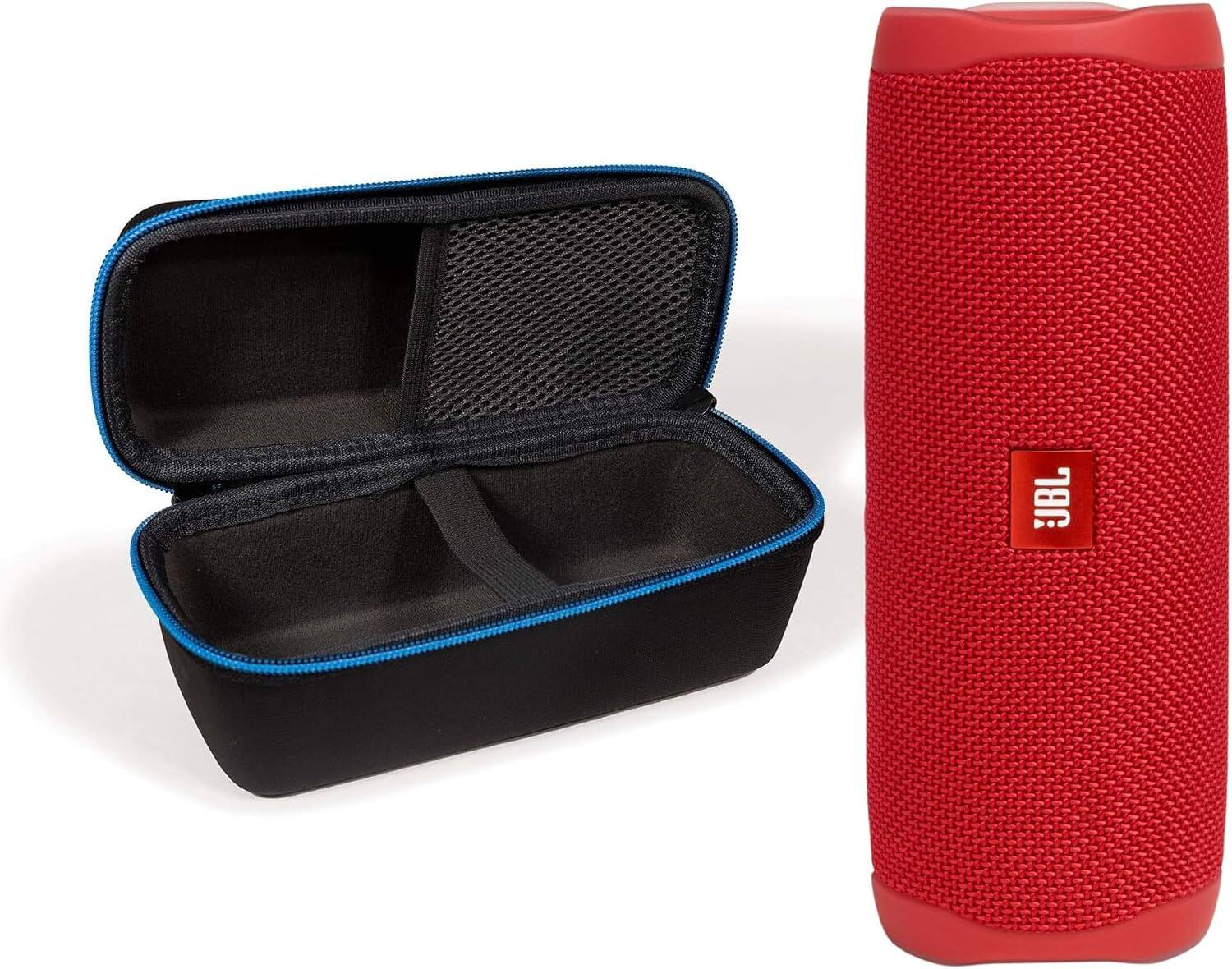 Front. JBL - JBL Flip 5 (Red) + Bundle with divvi! Protective Hardshell Case.