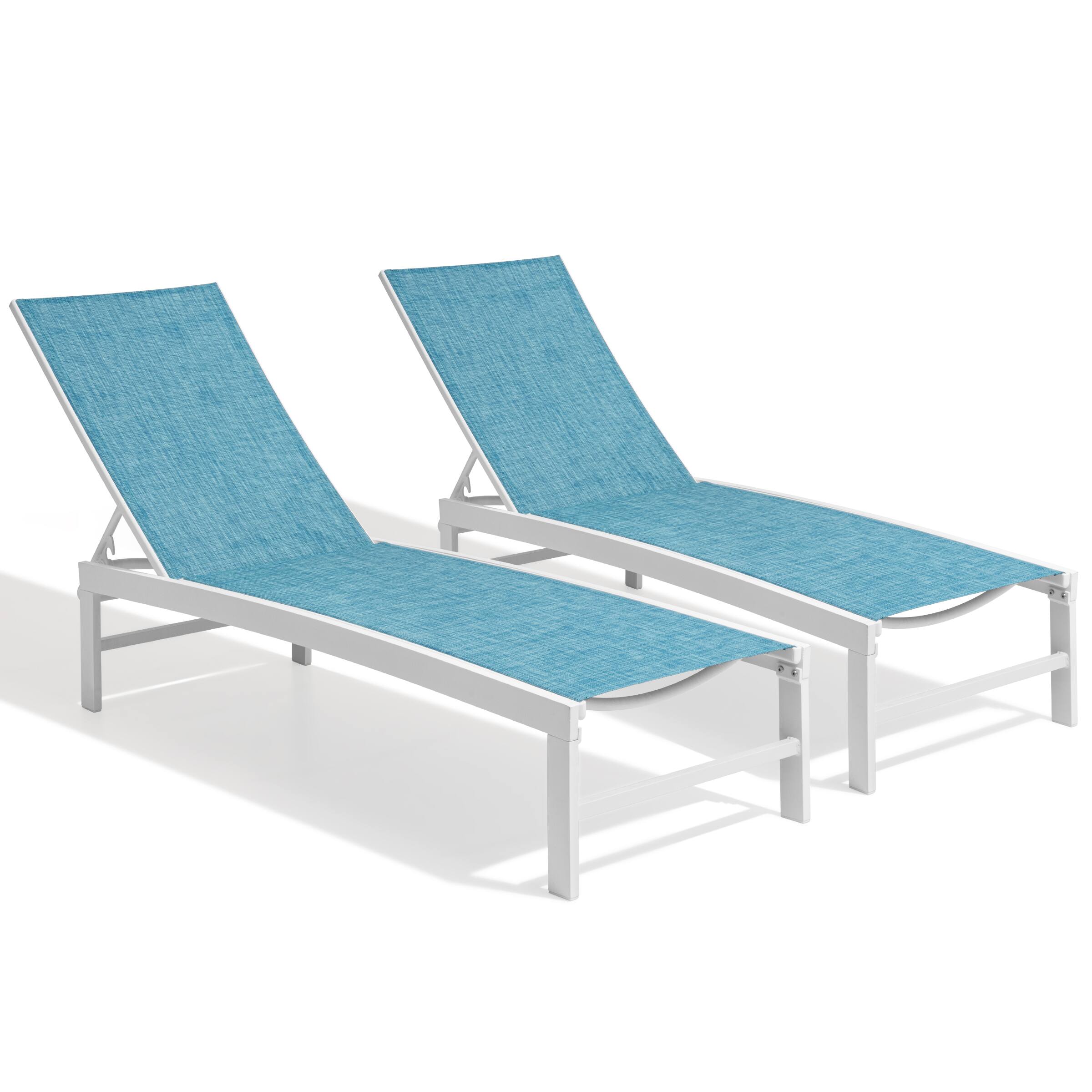 Angle. Crestlive Products - Crestlive Products Outdoor Adjustable Aluminum Chaise Lounge Chairs (Set of 2) for Patio Pool Terrace - Blue.
