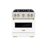 ZLINE - Autograph 30 in. Classic Dual Fuel Range with White and Bronze Accents (CDRSZ-WM-30-CB) - White - Front_Zoom