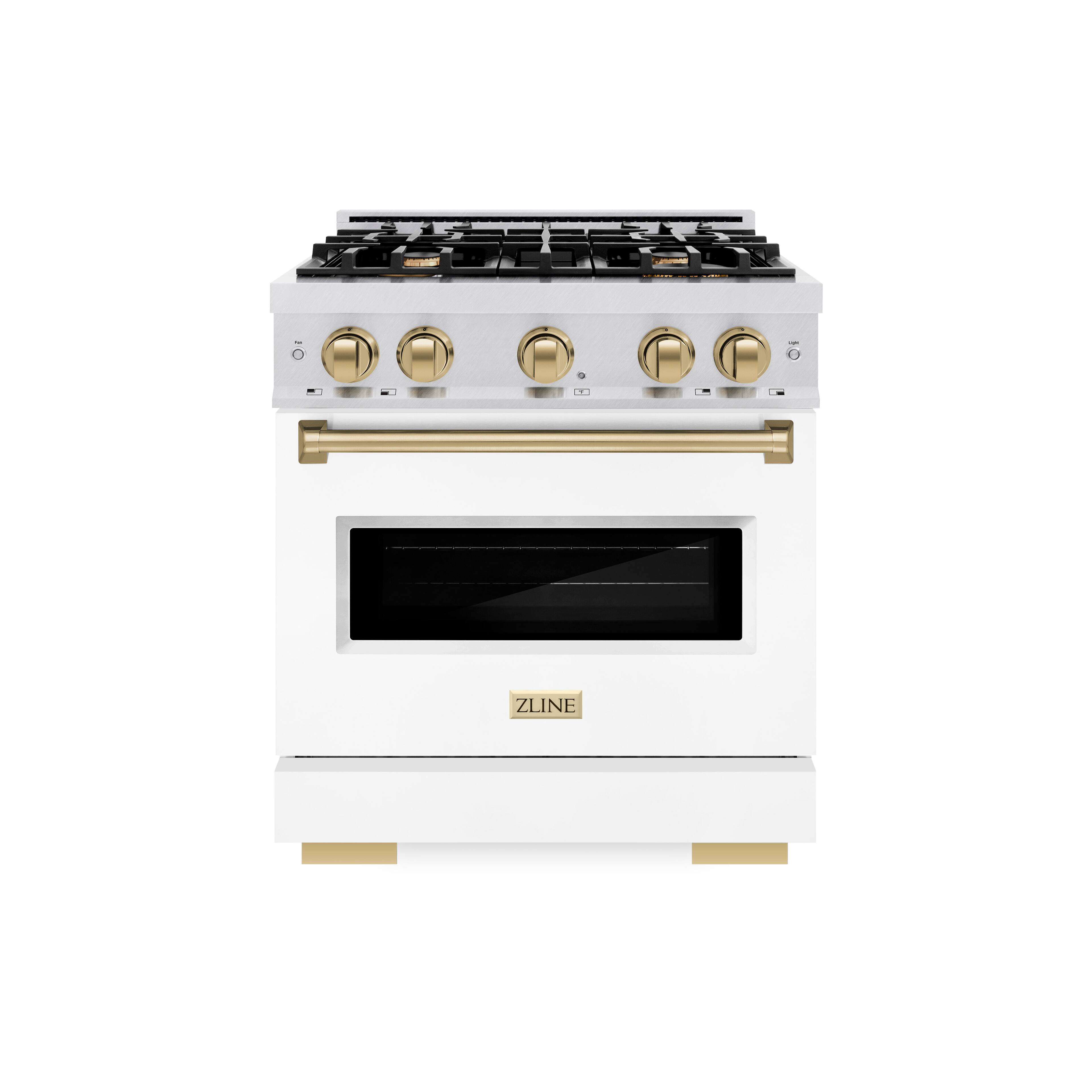 ZLINE - Autograph 30 in. Classic Dual Fuel Range with White and Bronze Accents (CDRSZ-WM-30-CB) - White