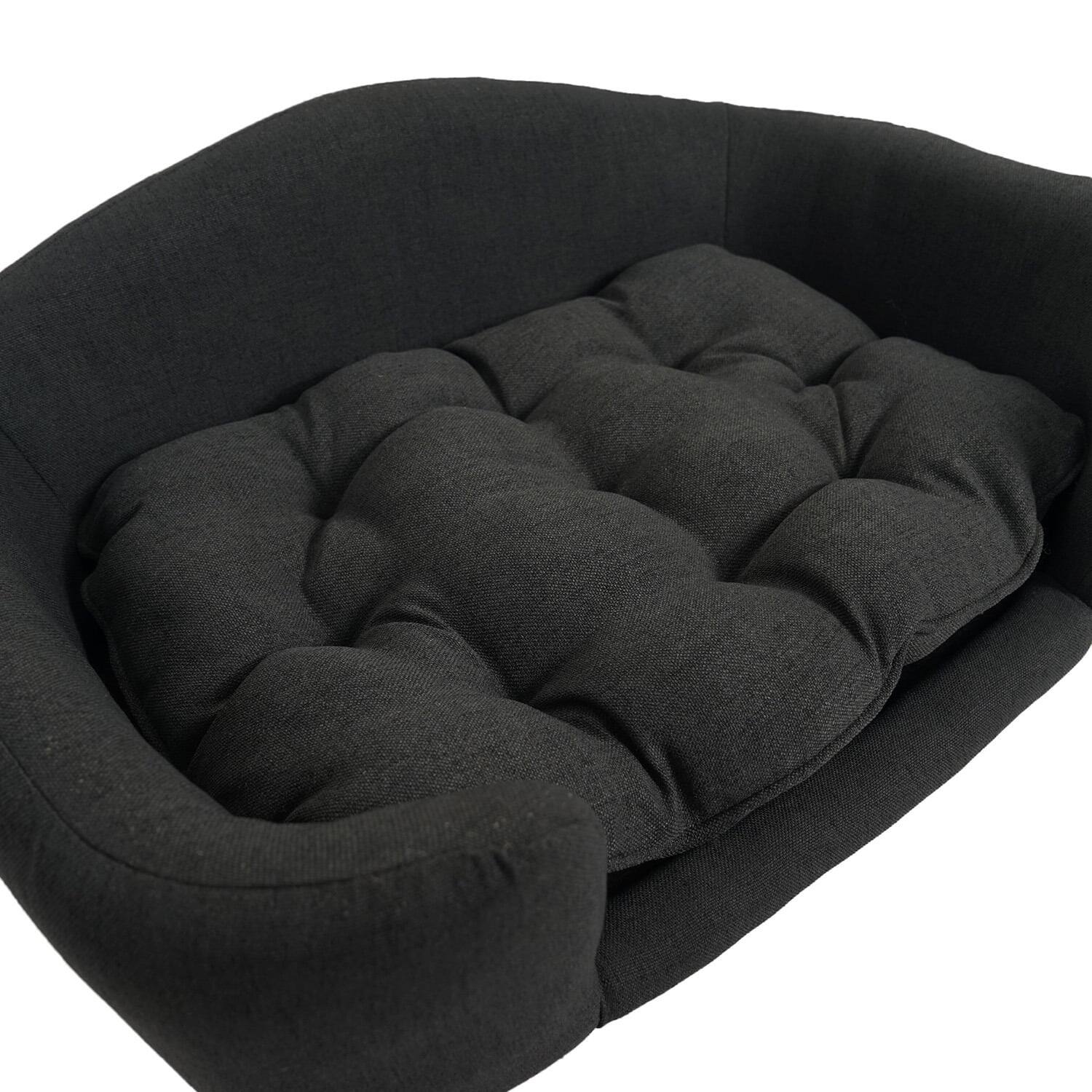 Alt View 6. Pefilos - 30" Elevated Dog Sofa, Corduroy Pet Couch with Rubber Wood Legs and Supportive Foam, Comfy Dog Bed for Small Dogs - Gray.