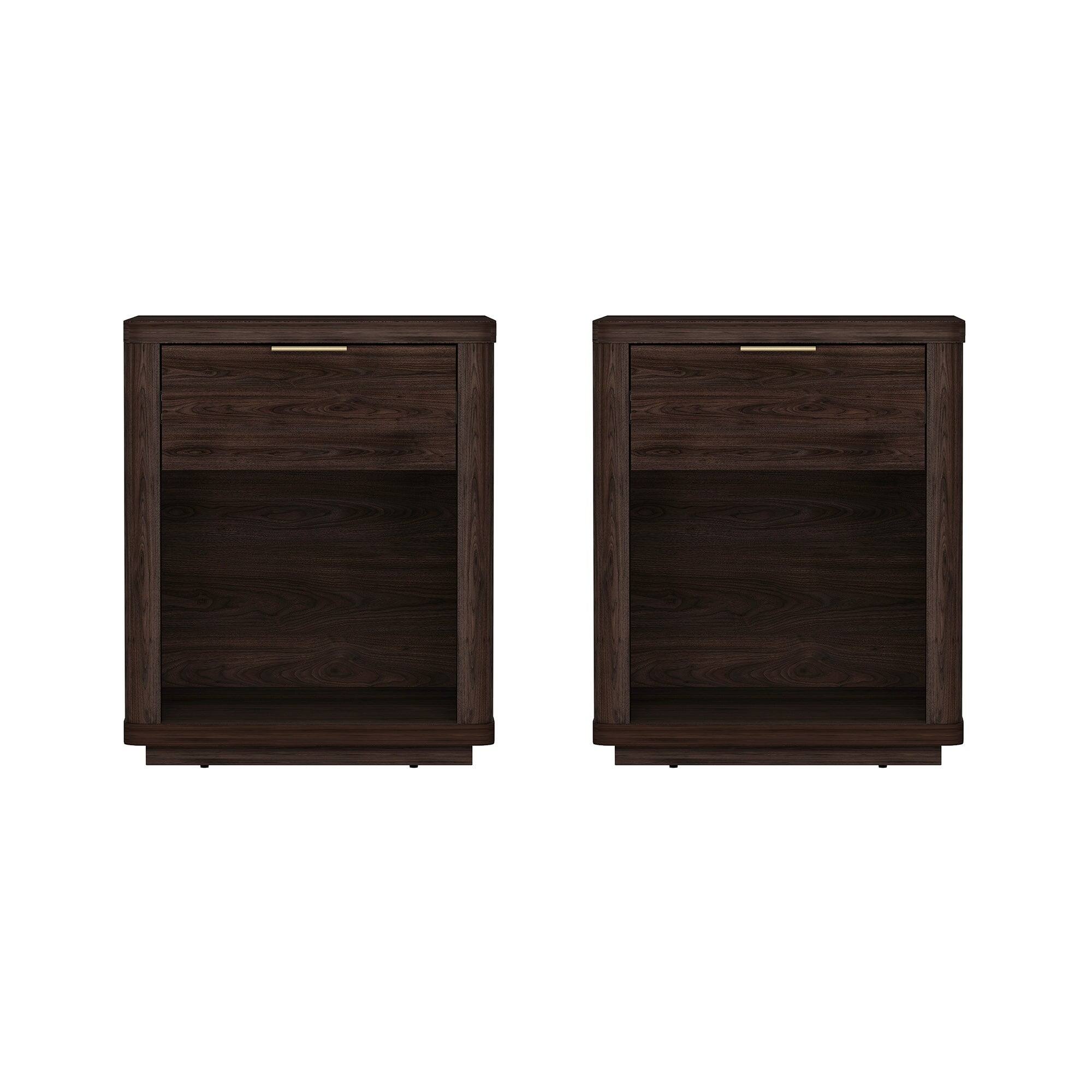 Front. Manhattan Comfort - Evelyn Modern 20" Nightstand - Set of 2 - Brown.