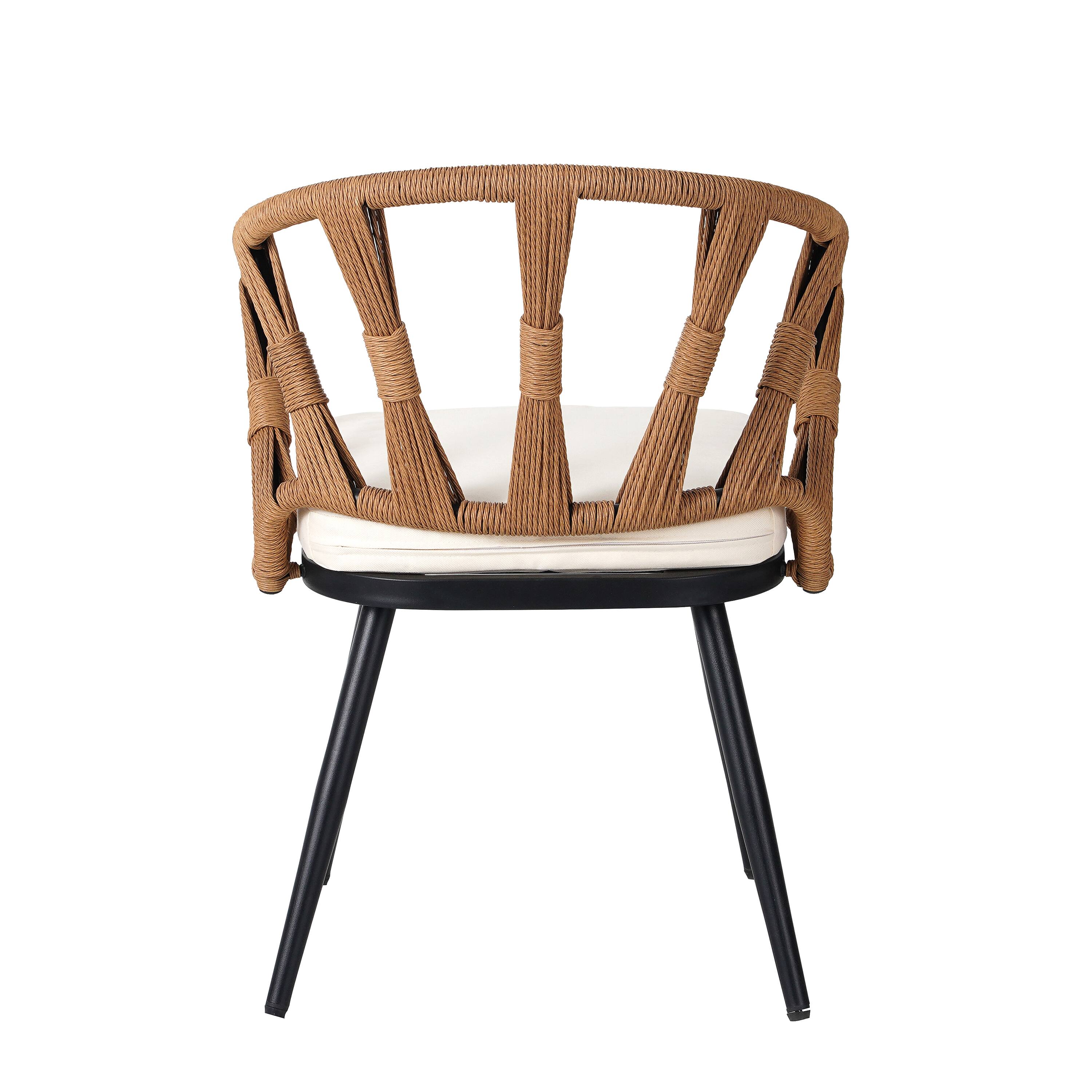 Alt View 4. Mondawe - 5-Piece Outdoor Set with PE Rattan Chairs and Plastic Wood Table - Dark yellow.