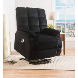 Manhattan Lane - Contemporary Velvet and Metal Recliner with Power Lift - Black