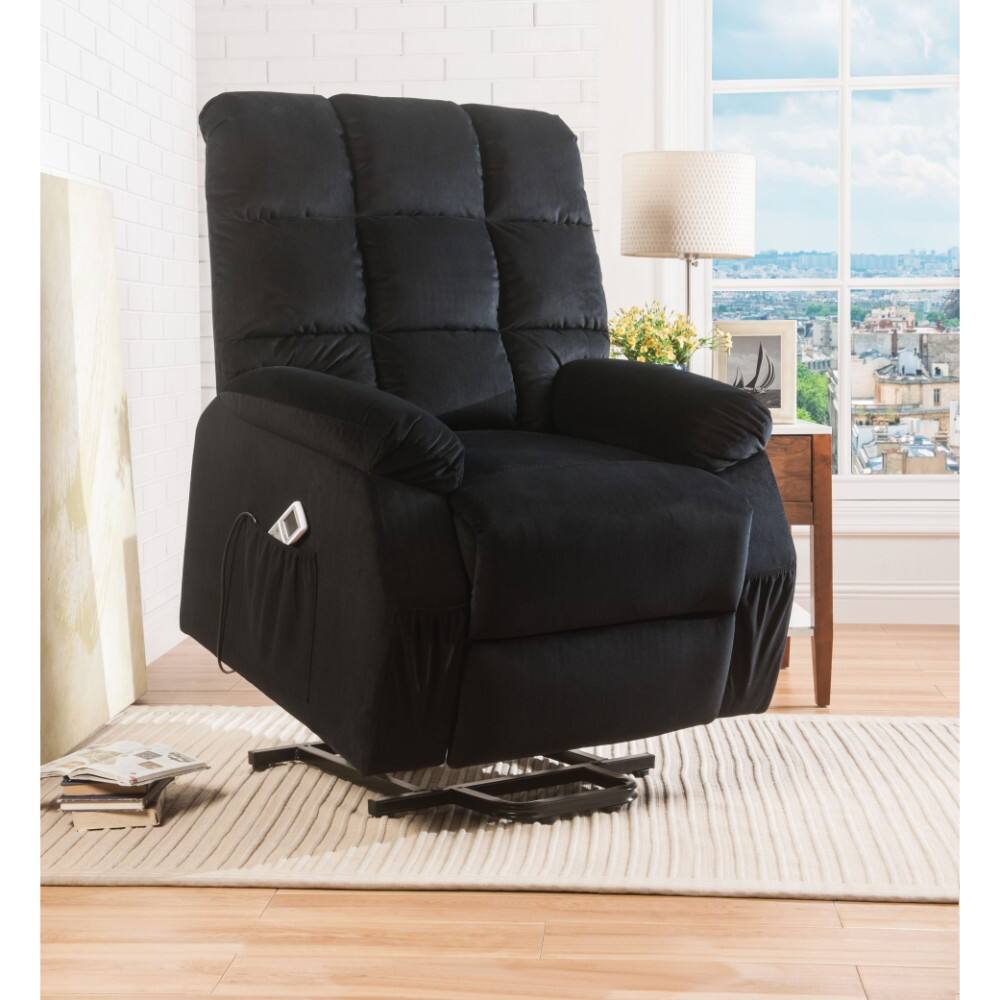 Front. Manhattan Lane - Contemporary Velvet and Metal Recliner with Power Lift - Black.