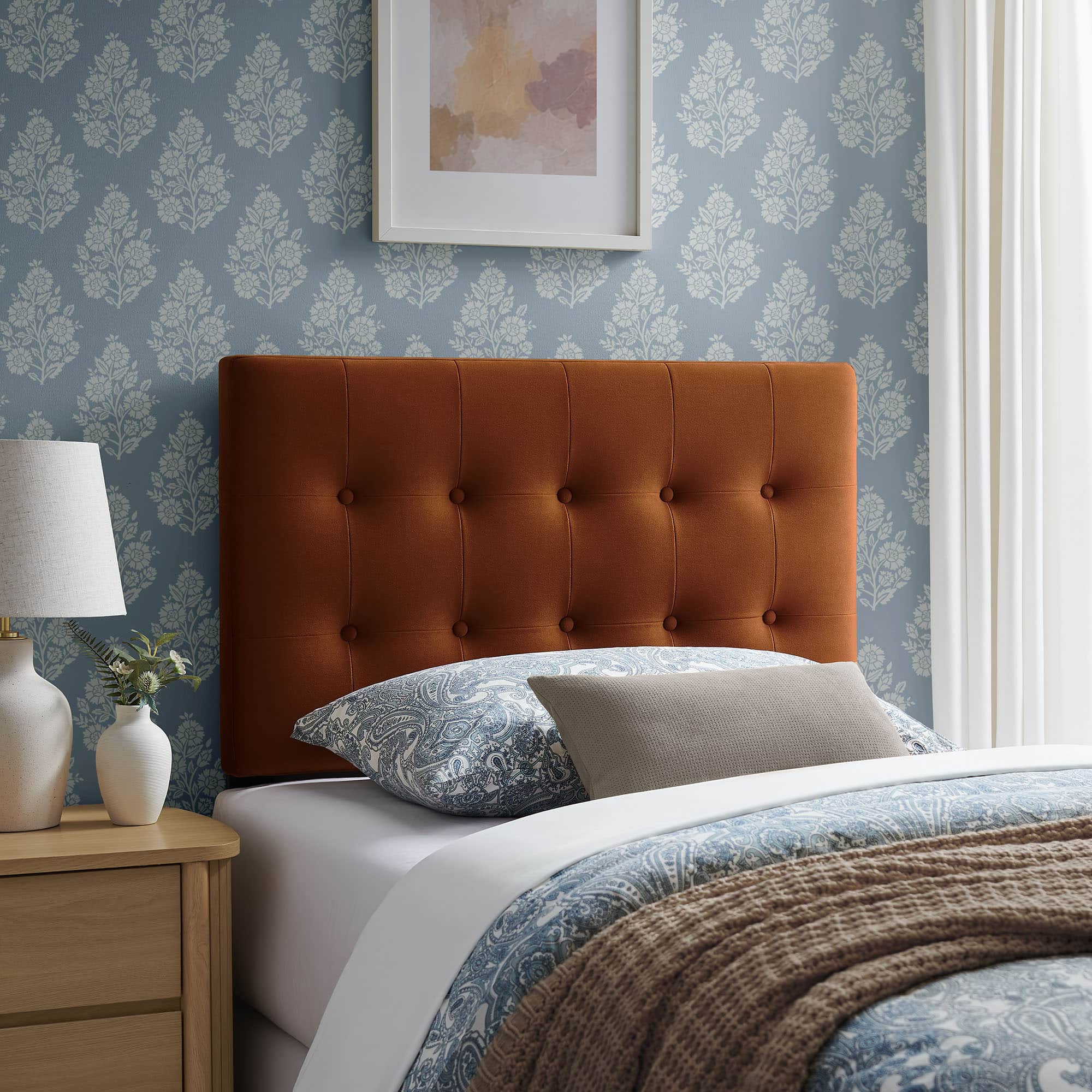 Emily Biscuit Tufted Performance Velvet Headboard by Modway - Rust price history on PriceWatchPro