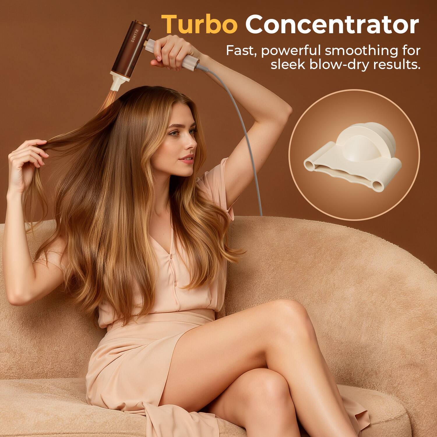 Turbo Concentrator  
Fast, powerful smoothing for sleek blow-dry results.