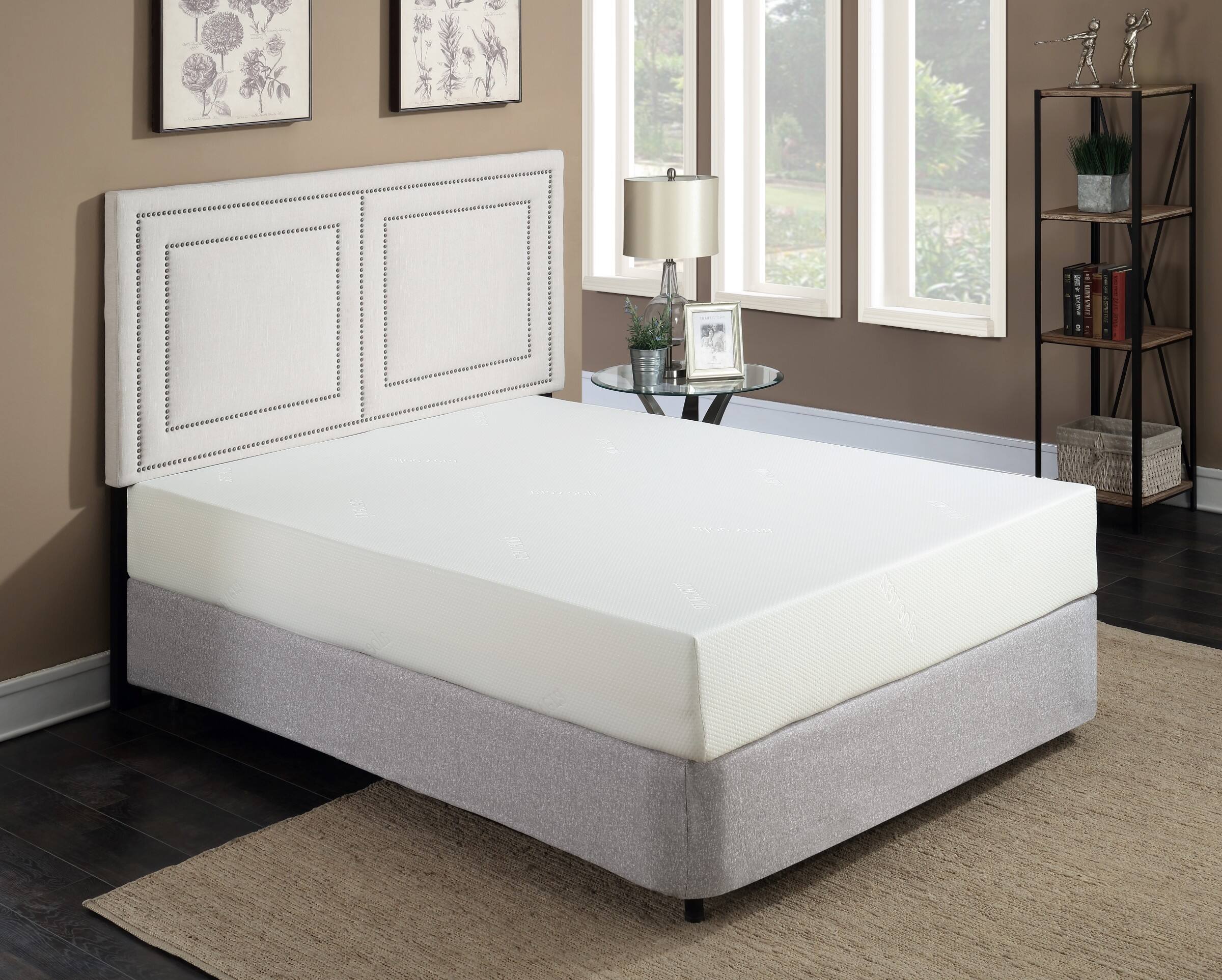 Alt View 1. Glintex - 10 Inch Full Gel Memory Foam Mattress with Aloe Vera Cover and High-Density Support Foam - White.