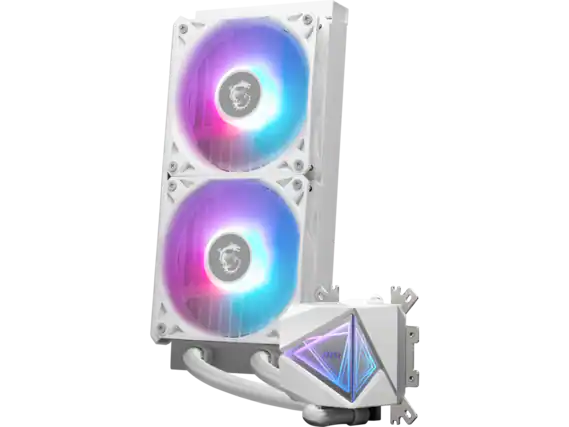 Front. MSI - MAG CORELIQUID I240 Cooling Fan/Radiator/Water Block/Pump - White.