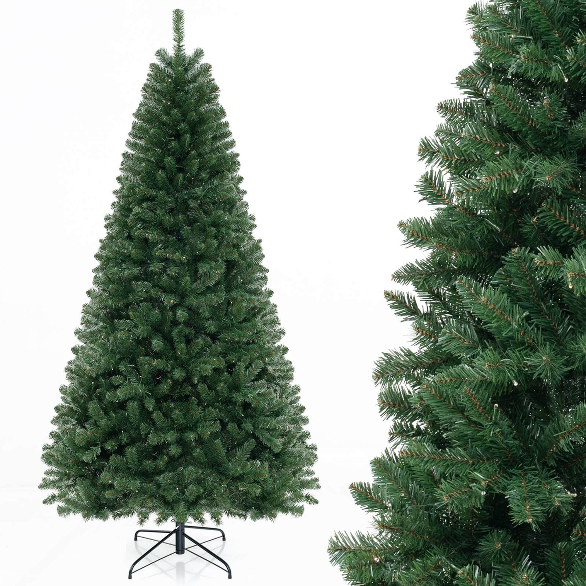 Alt View 9. Costway - Costway 8 FT Christmas Tree with 1182 PVC Branch Tips 400 Warm White LED Lights Gloves - Green.