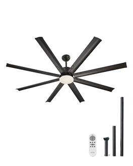 VEVOR - 72 Inch Ceiling Fan with Light, 6-Speed Remote Control, Dimmable 3-Color Temperature, Reversible DC Motor - Black