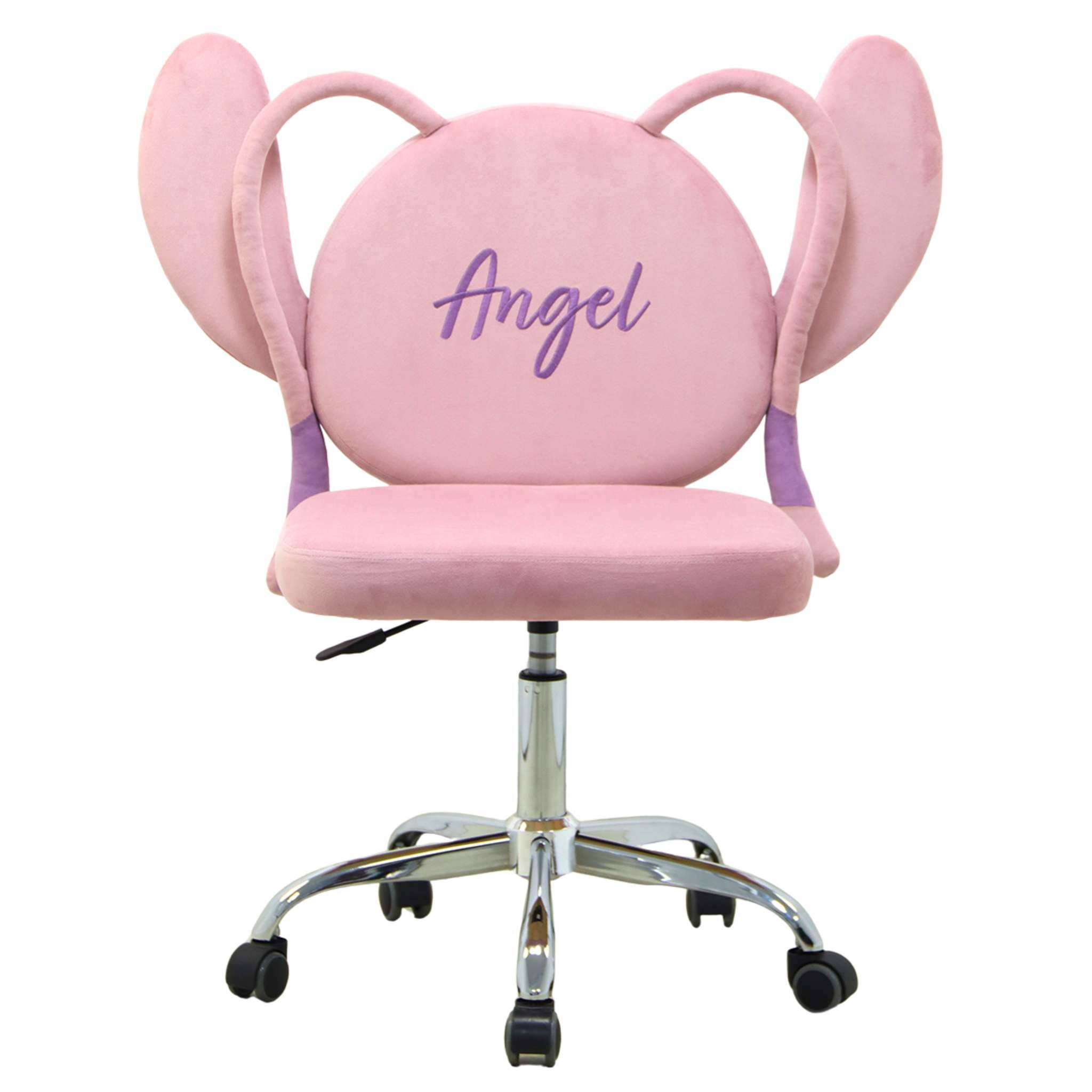 Back. Impressions Vanity Co. - Angel Swivel Vanity Chair - Pink.