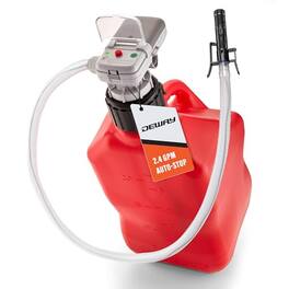 Deway - Auto Fuel Transfer Pump with Auto-Stop, Battery Powered, Fits All Cans, 51" Hose - Gray