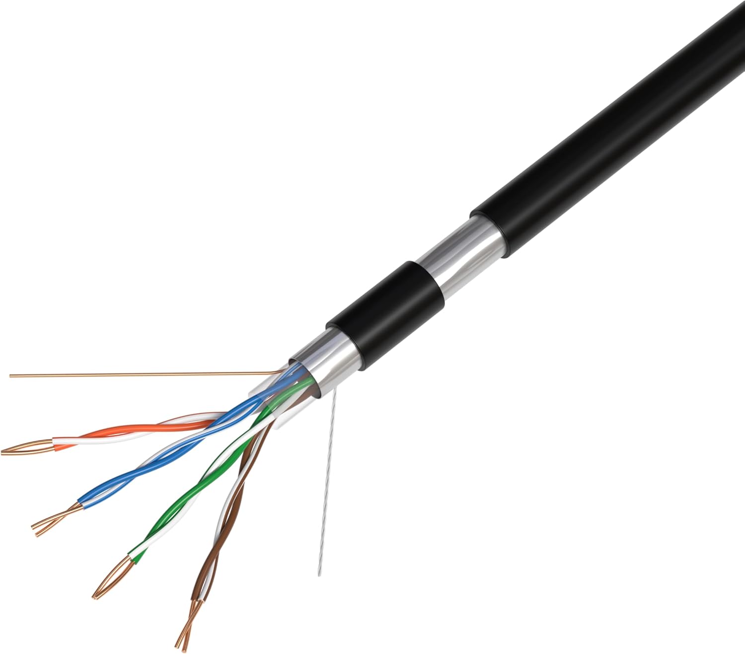 Back. Cables Direct Online - Cat5e Outdoor Direct Burial Ethernet Cable FTP 500ft Bulk Shielded LAN Network Wire 24AWG Waterproof UV Resistant - Black.