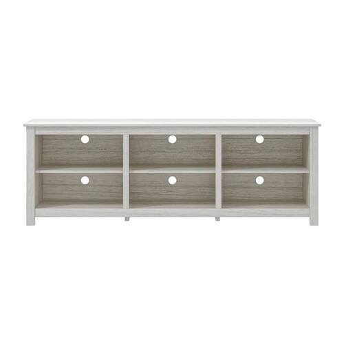 Front. SlickBlue - Farmhouse Style TV Stand in Wood Grain Finish for Large TVs - White.
