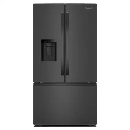 Front. Whirlpool - 30 cu. ft. French Door Bottom Freezer Refrigerator with In-Door Water and Ice Maker - Black Stainless.
