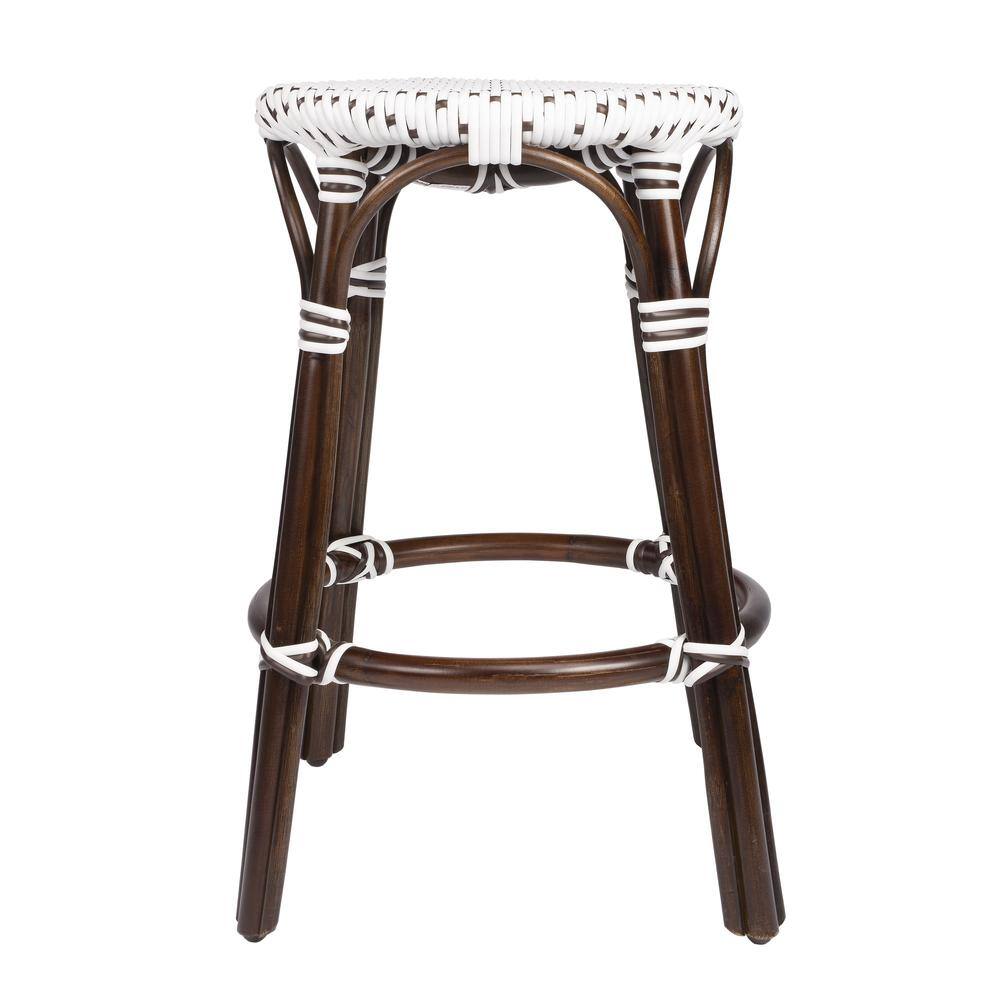 Alt View 3. Butler Specialty - Tobias Rattan Round 24" Counter Stool - White And Brown Dot.
