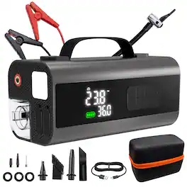 FosPower - Portable Car Jump Starter with Air Compressor, 10-in-1 Car Jump Box 1000A 160 PSI with USB C Power Bank SOS Flashlight