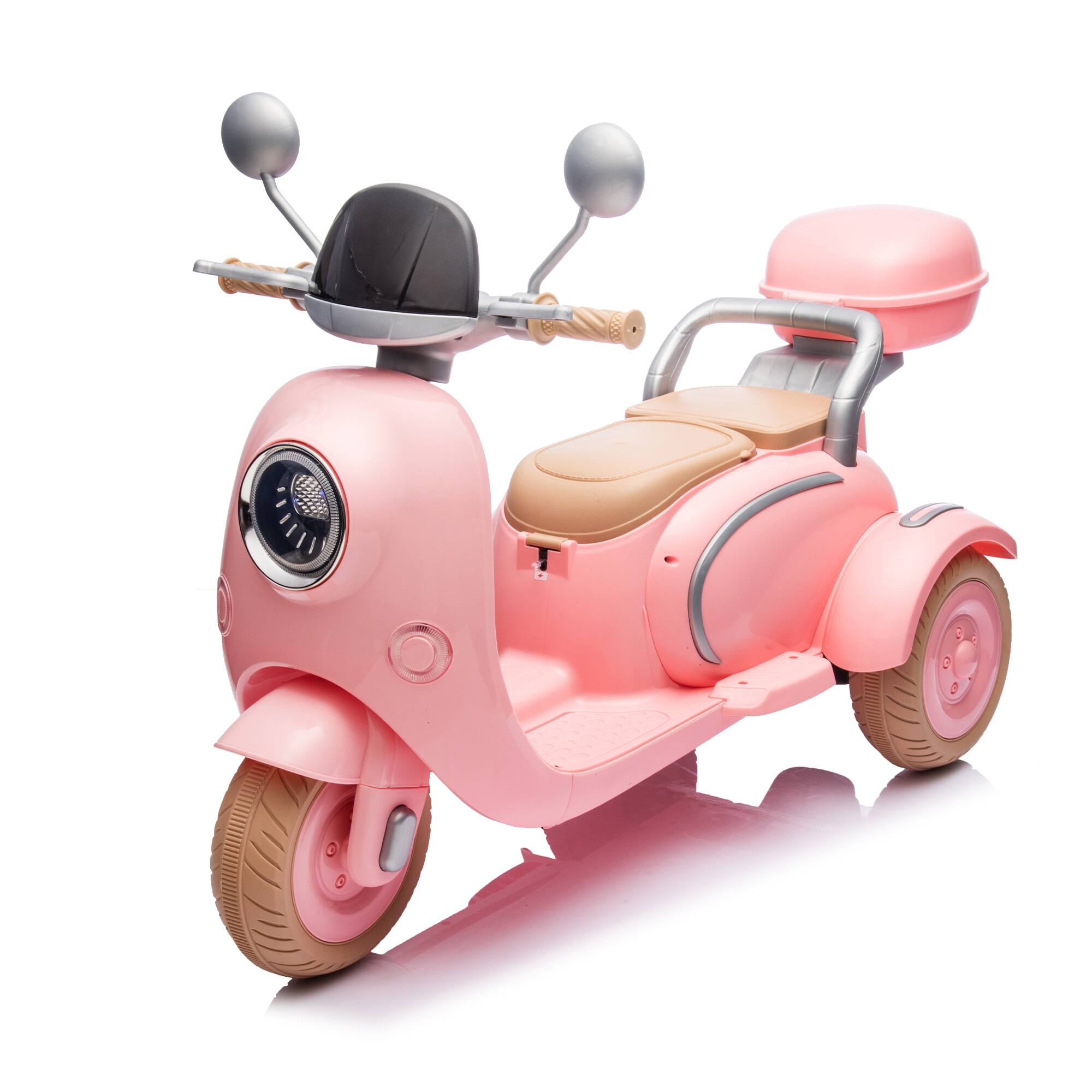Alt View 1. ELEMENT ACE - Two-Seater Electric Motorcycle for Kids 3-6, Three-Wheel Ride-On Toy w/ Music, Bluetooth, USB, Trunk & Adult Seat - Pink.