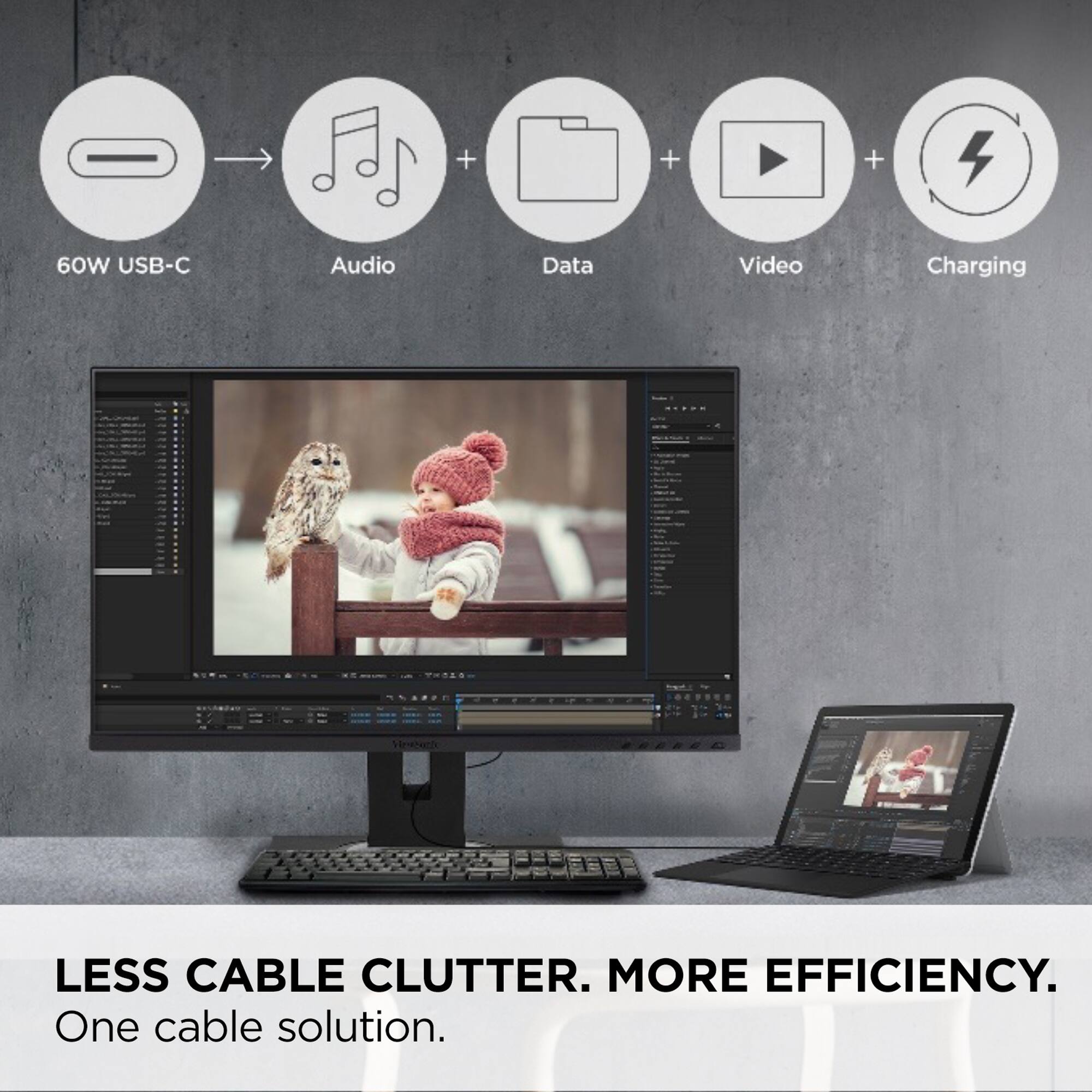 Less Cable Clutter. More Efficiency. One Cable Solution.