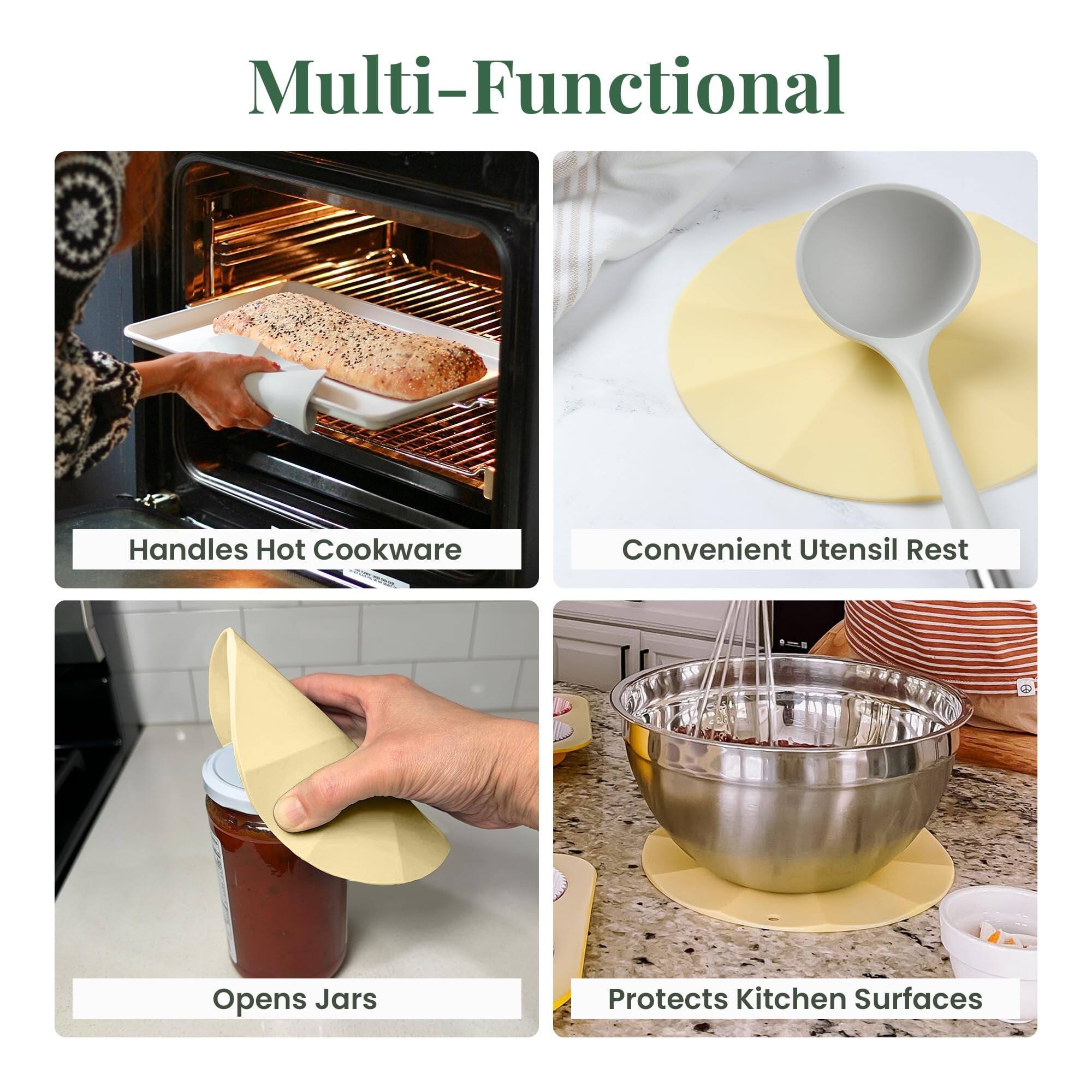 Multi-Functional

Handles Hot Cookware

Convenient Utensil Rest

Opens Jars

Protects Kitchen Surfaces