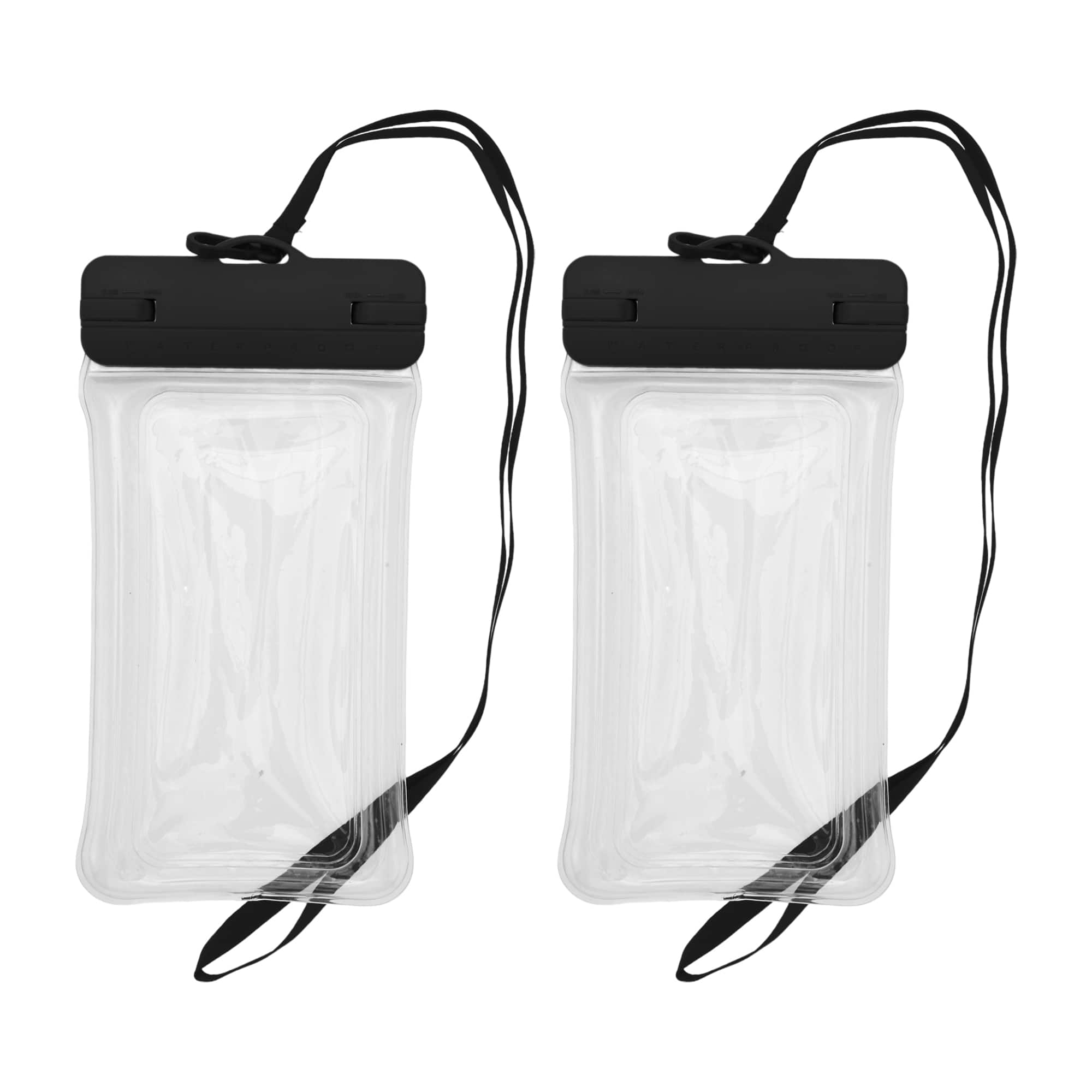 Unique Bargains - 2pcs Inflatable Mobile Waterproof Bag Universal Waterproof Case Compatible for Phone 4.92"x9.65" - Black