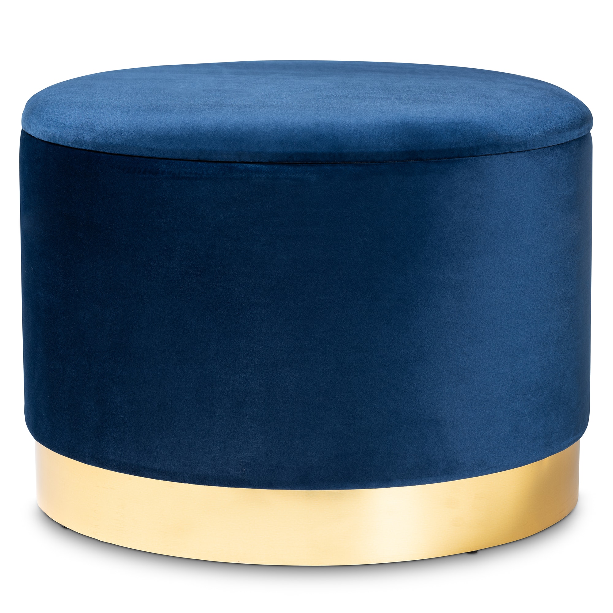 Baxton Studio - Marisa Glam and Luxe Velvet Fabric Upholstered Gold Finished Storage Ottoman - Navy Blue/Gold