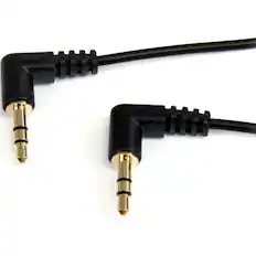 Front. StarTech.com - 1 ft Slim 3.5mm Right Angle Stereo Audio Cable - M/M.