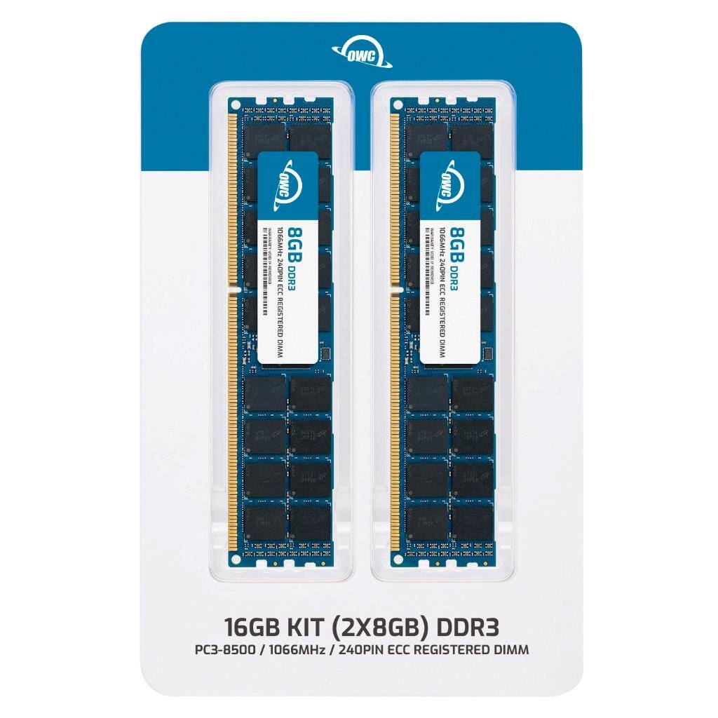 OWC 16GB KIT (2X8GB) DDR3  
PC3-8500 / 1066MHz / 240PIN ECC REGISTERED DIMM  
8GB DDR3 ECC REGISTERED DIMM  
1066MHz / 240PIN