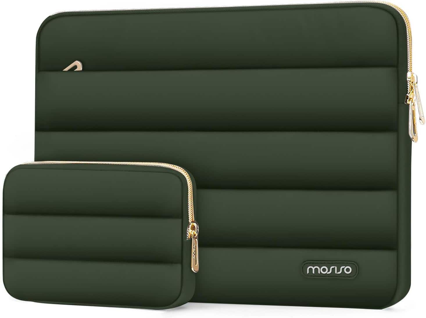 mosiso - Puffy Laptop Sleeve 15-15.6 inch for MacBook Pro 16, HP Dell ASUS Acer Toshiba Lenovo Notebook - Army Green