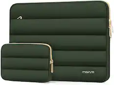 Front. mosiso - Puffy Laptop Sleeve 15-15.6 inch for MacBook Pro 16, HP Dell ASUS Acer Toshiba Lenovo Notebook - Army Green.